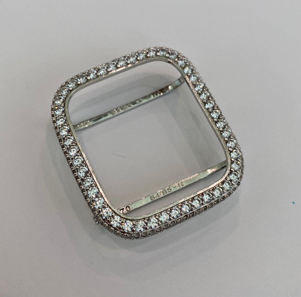 Silver Apple Watch Band Swarovski Crystal Baguettes Stainless Steel & or Apple Watch Cover Lab Diamond Bezel 38-49mm Ultra Series 12 - 11