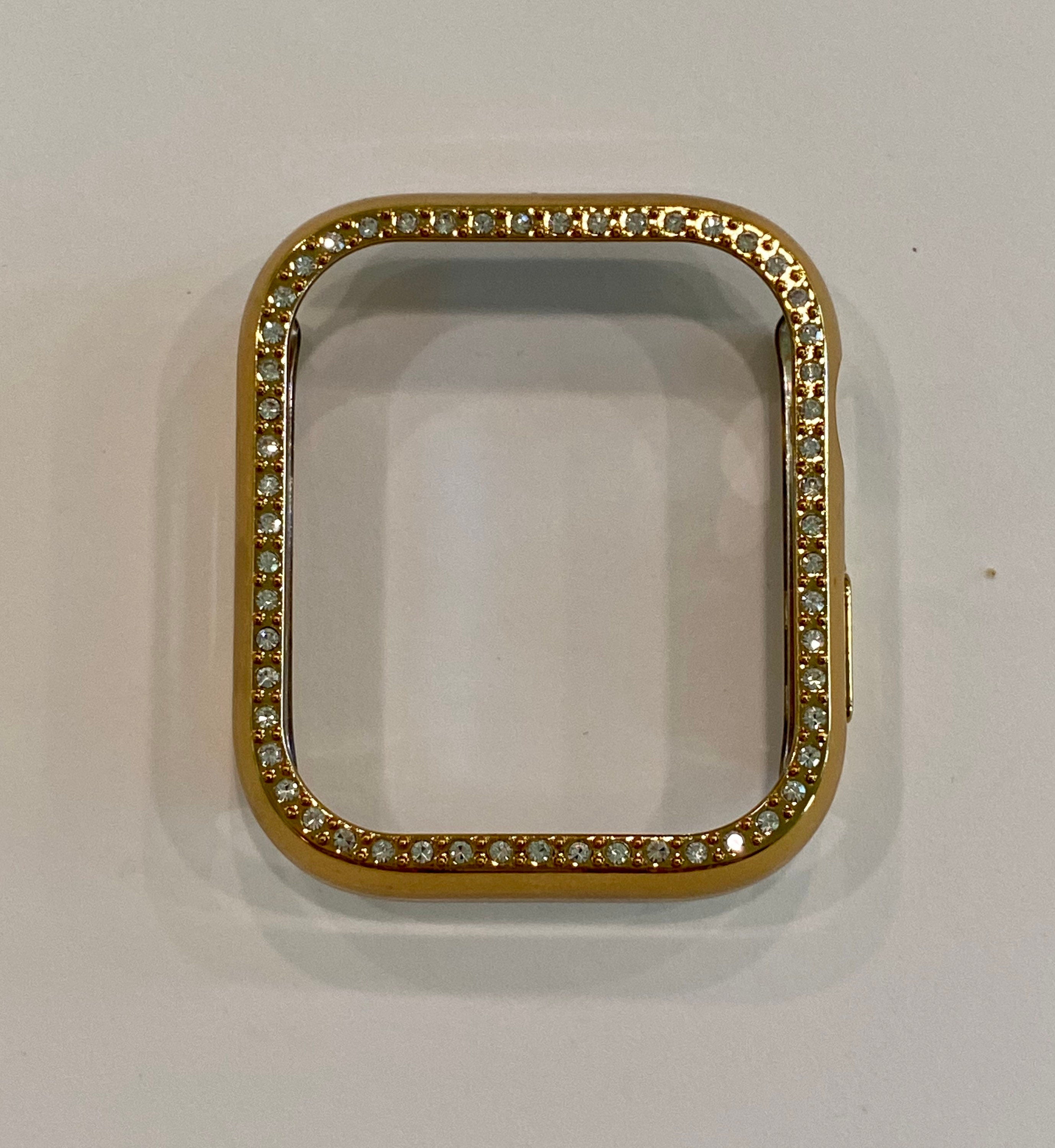 Apple Watch Band 41mm 45mm 49mm Ultra Yellow Gold Crystals & or Crystal Apple Watch Case Cover Bezel Smartwatch Bling