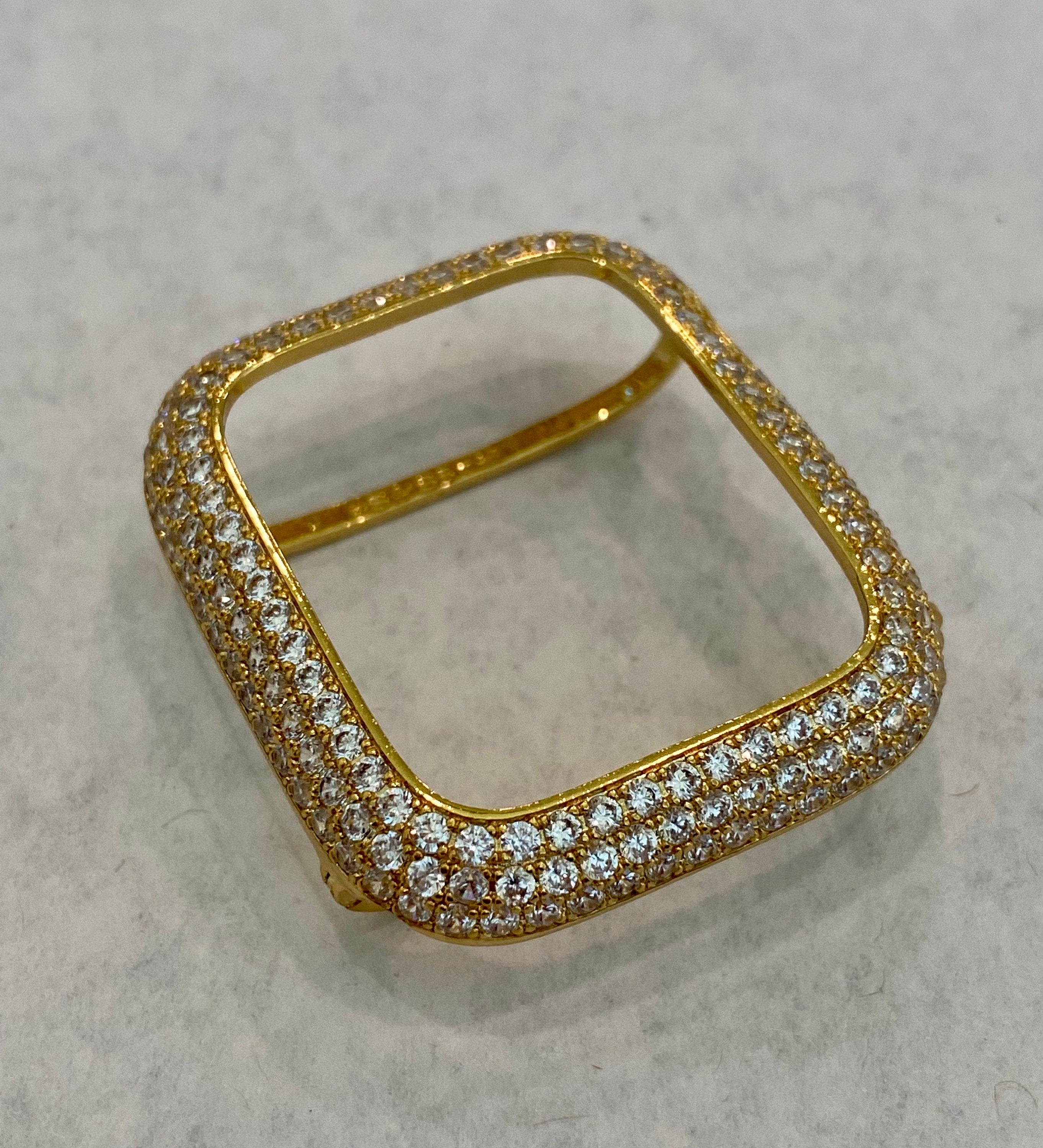 Pave Apple Watch Band Gold Crystals 38mm-49mm Ultra & or Apple Watch Cover Lab Diamond Bezel Apple Watch Case Iwatch Candy Bling