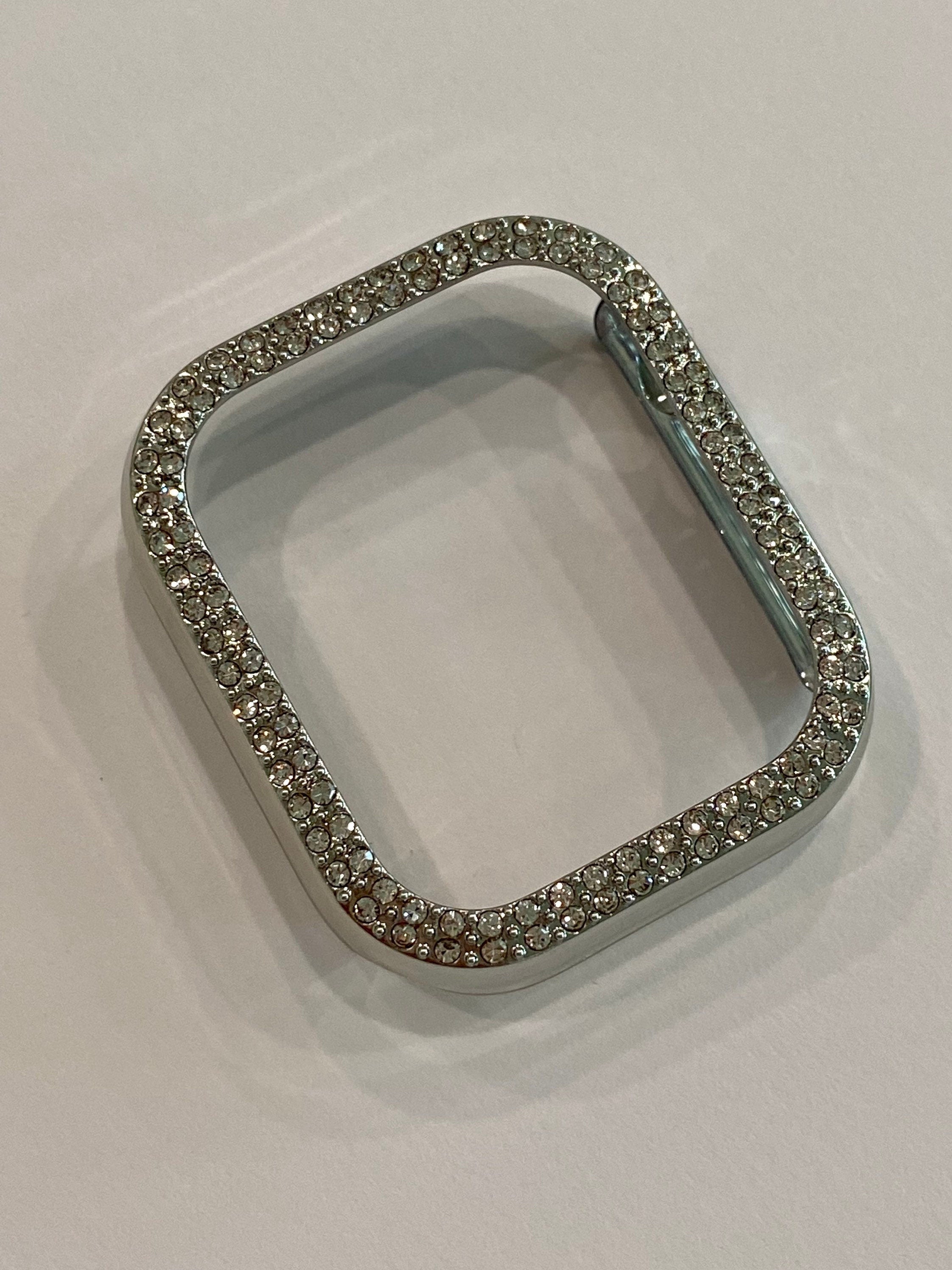 Apple Watch Case Swarovski Crystals Silver Iwatch Bumper Apple Watch Cover Bling 38mm-49mm Bling Iphone Watch Series 2-11