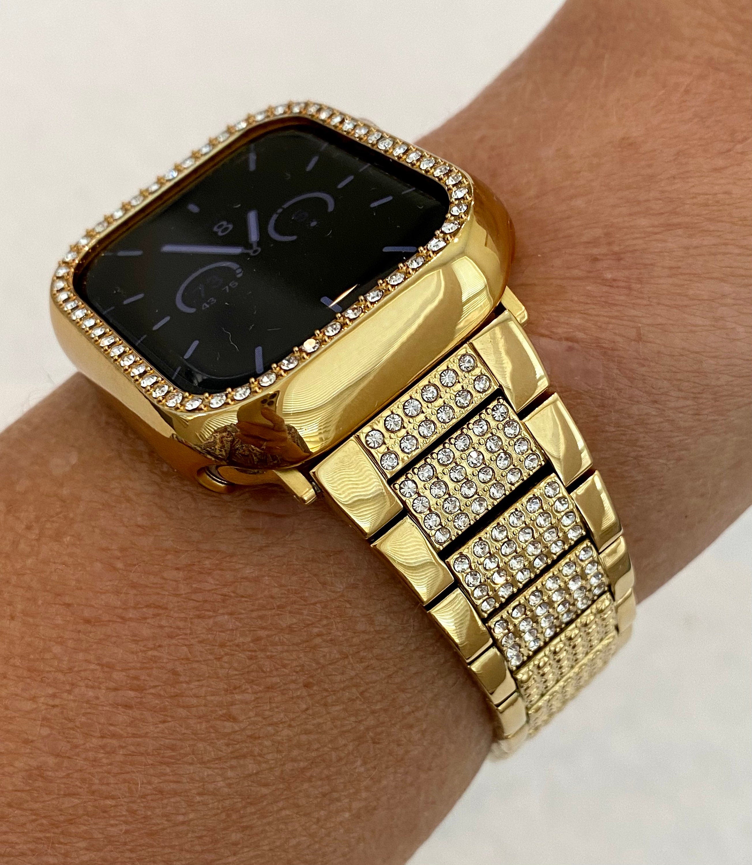 Apple Watch Band Ultra Stainless Steel 41mm 45mm 49mm & or Swarovski Crystal Apple Watch Case Bumper Apple Watch Face Protector Iwatch Candy