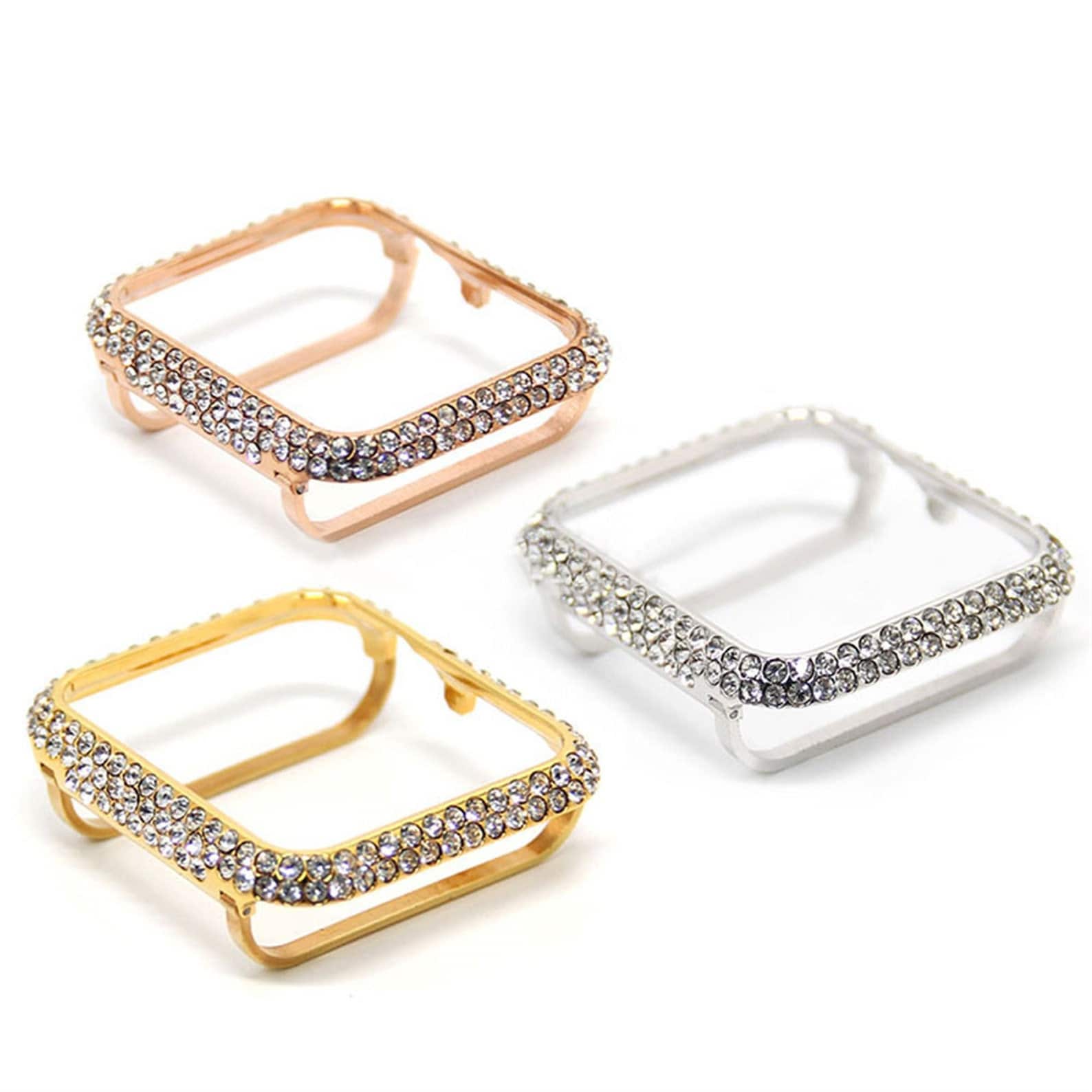 New Series 8 Apple Watch Bezel Case Cover 41mm Silver, Rose Gold, Yellow Gold Swarovski Crystals Stainless Steel Smartwatch Bumper Bling