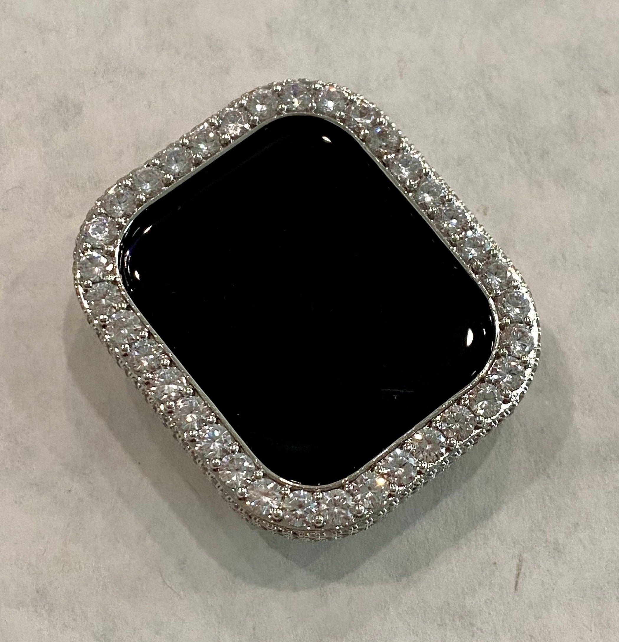 Womens Apple Watch Cover 41mm 45mm Silver 3.5mm Apple Watch Case Lab Diamond Bumper for Smartwatch 38mm 40mm 42mm 44mm S1-8