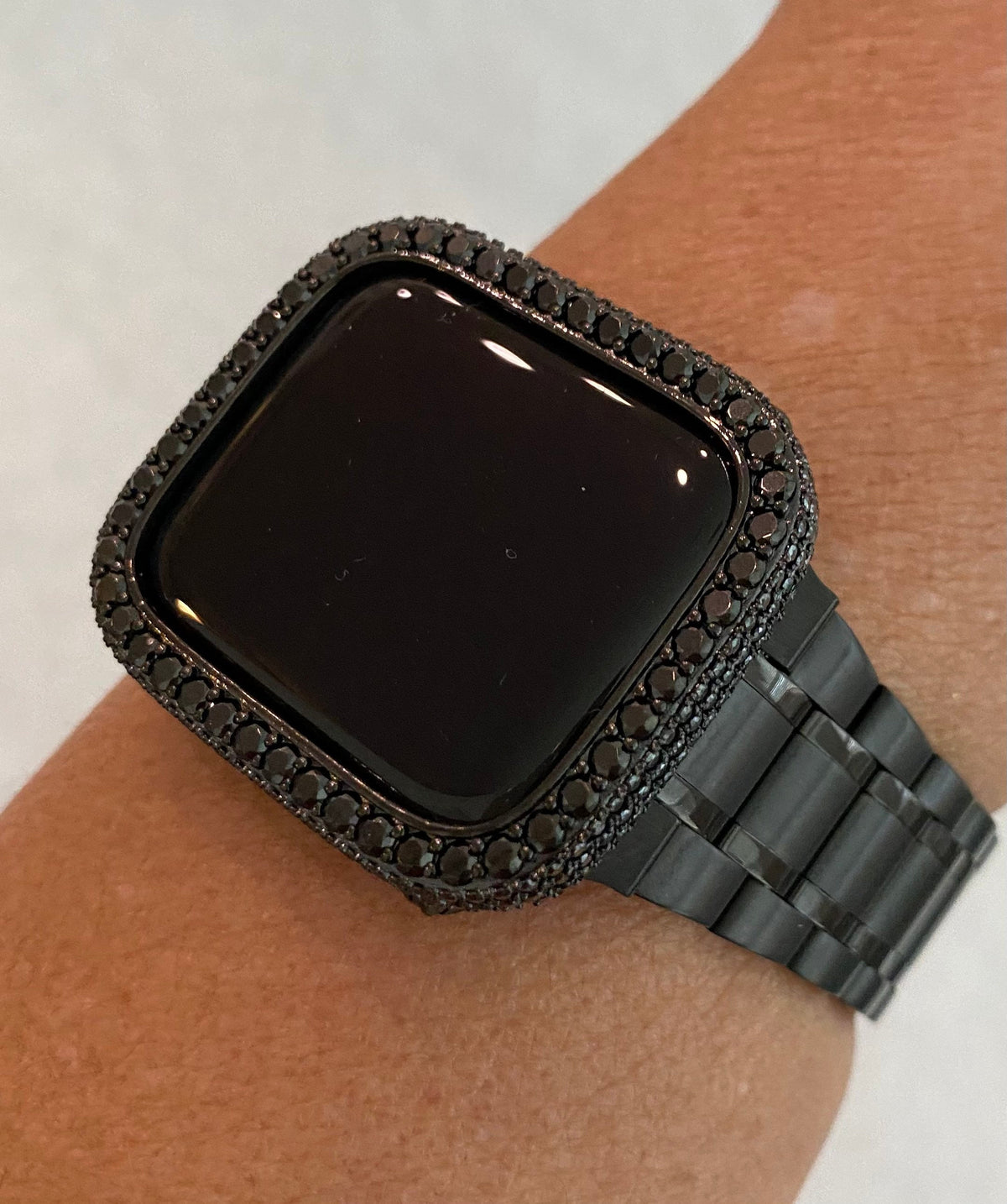 41mm 45mm Apple Watch Band 49mm Ultra Stainless Steel & or Black on Black Apple Watch Cover Lab Diamond Bezel Case Iwatch Candy Series 11