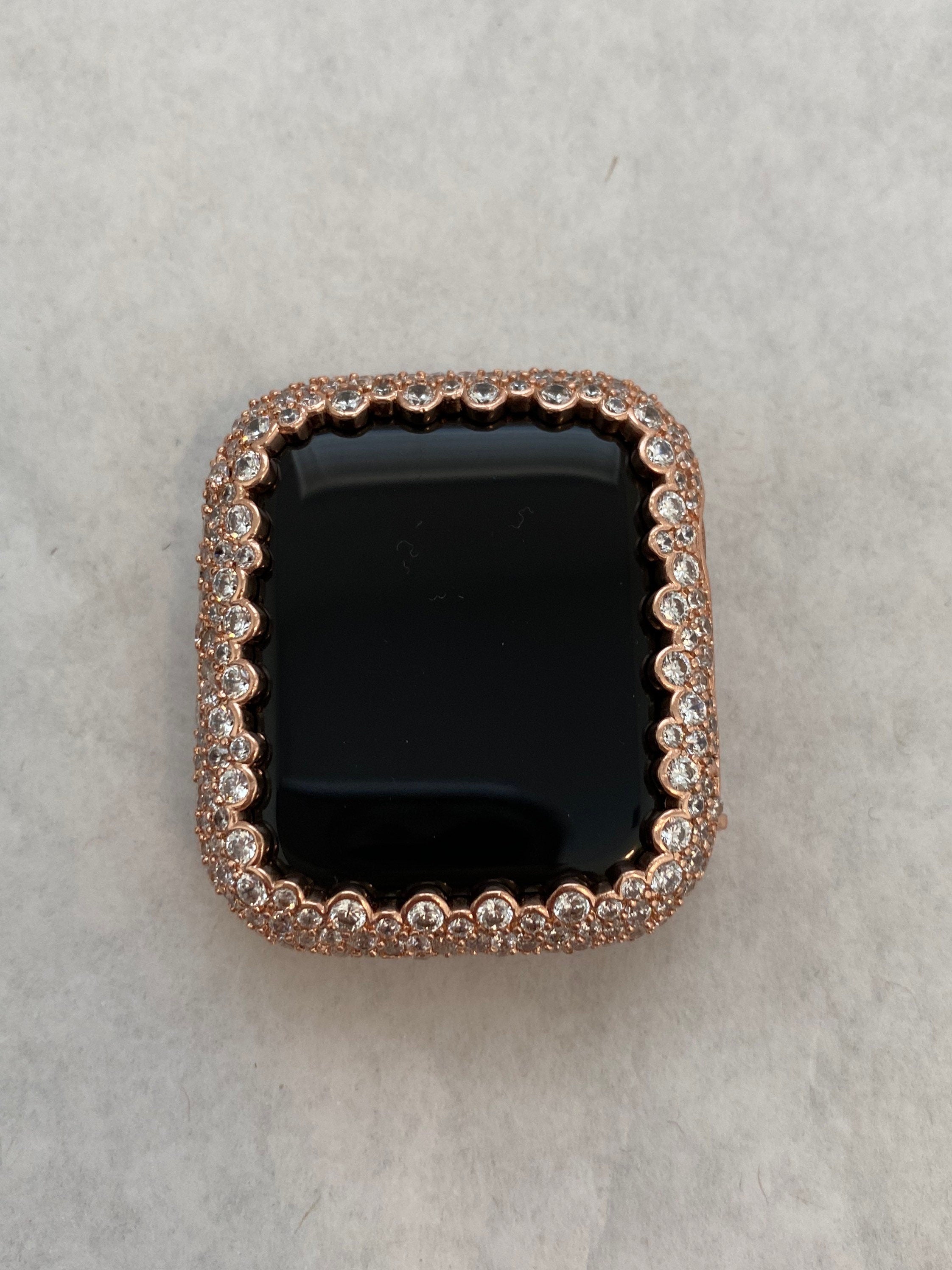 Series 10-11 Apple Watch Cover Rose Gold Lab Diamond Bezel Apple Watch Case 38mm-49mm Bumper Iwatch Candy Bling Smartwatch Bumper Faceplate