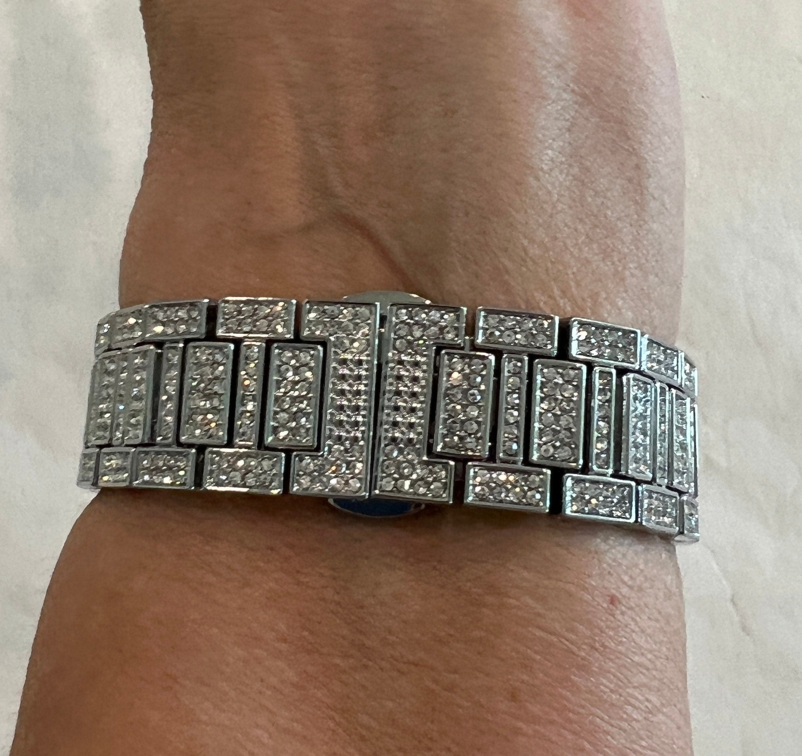 White Gold Apple Watch Band Swarovski Crystal & or Silver Lab Diamond Bezel Apple Watch Cover Apple Watch Case Series 2-11 SE 38-49mm Ultra