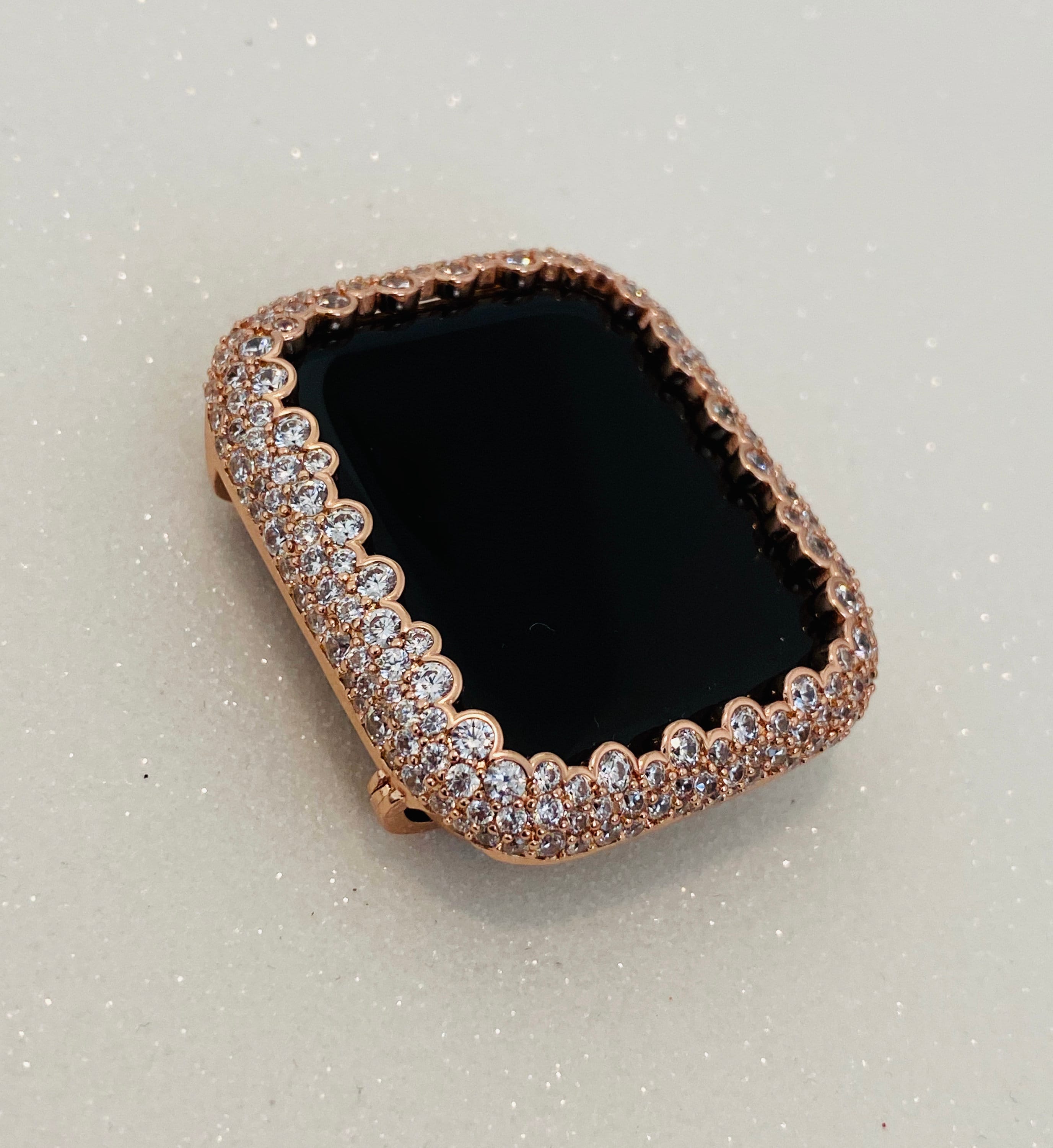 Designer Apple Watch Band Womens Rose Gold Swarovski Crystal & or Apple Watch Case Protective Iphone Watch Cover Bling 38mm-45mm 49mm Ultra
