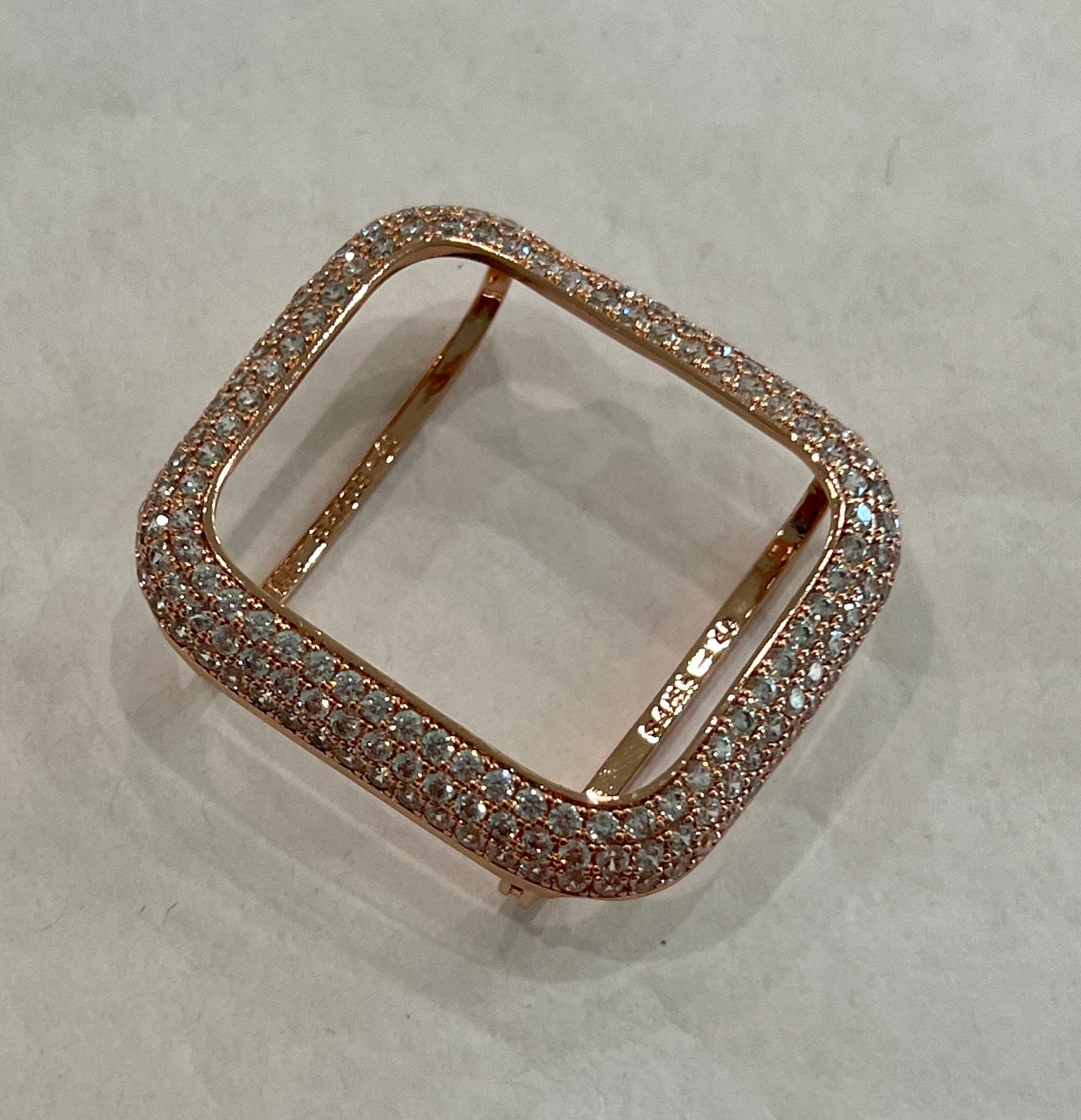 Apple Watch Band 41mm 45mm 49mm Ultra Rose Gold Stainless Steel Ultra Thin & or Lab Diamond Bezel Cover Bling for Smartwatch 38-45mm S 2-10