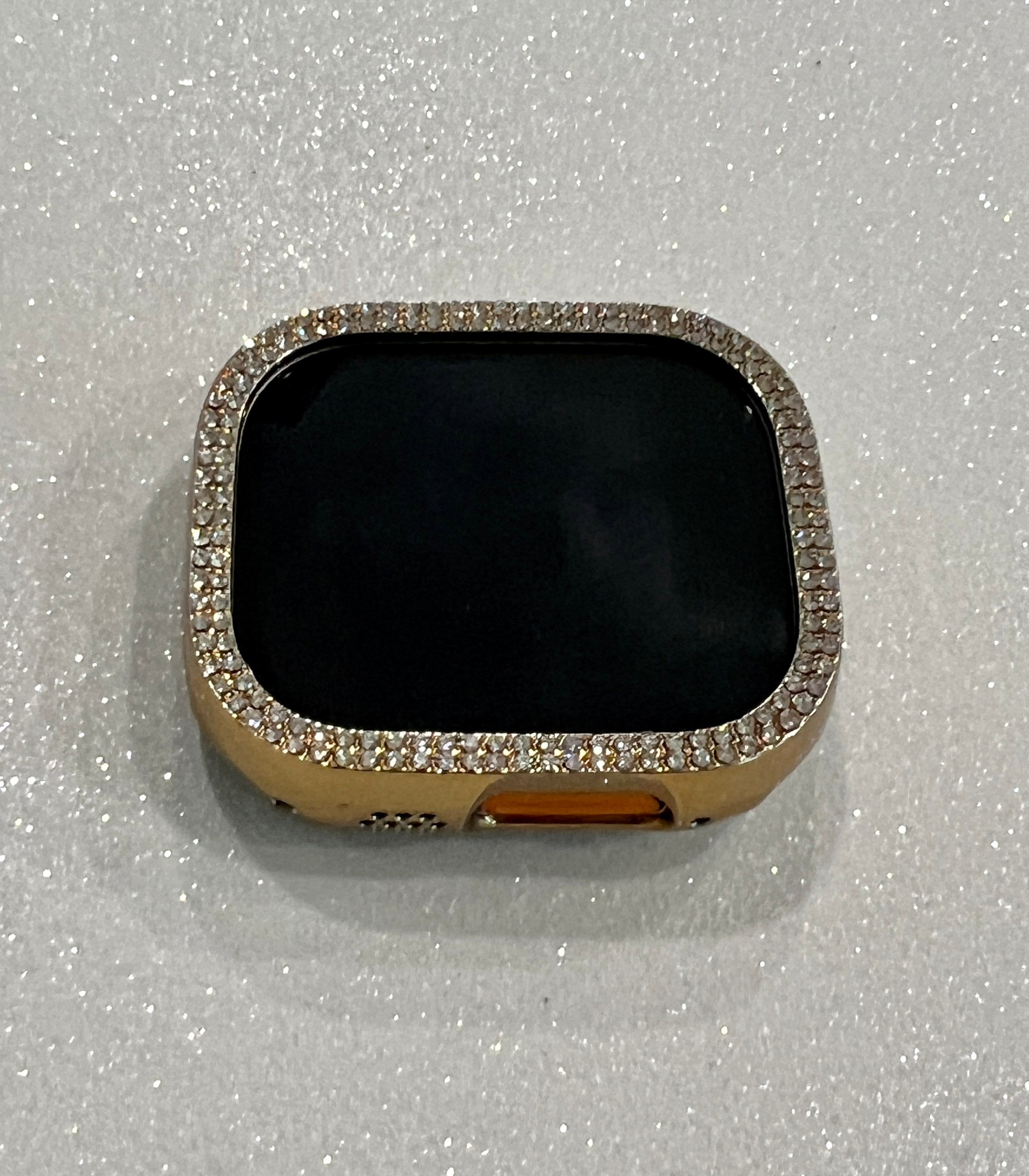 Series 10 Apple Watch Band Gold Swarovski Crystal Bracelet 38mm-49mm & or Apple Watch Cover Iphone Watch Case Protective Bumper