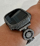 Ultra Apple Watch Band 49mm Black Pave Swarovski Crystals & or Apple Watch Cover Case Smartwatch Bumper Bling Series 8