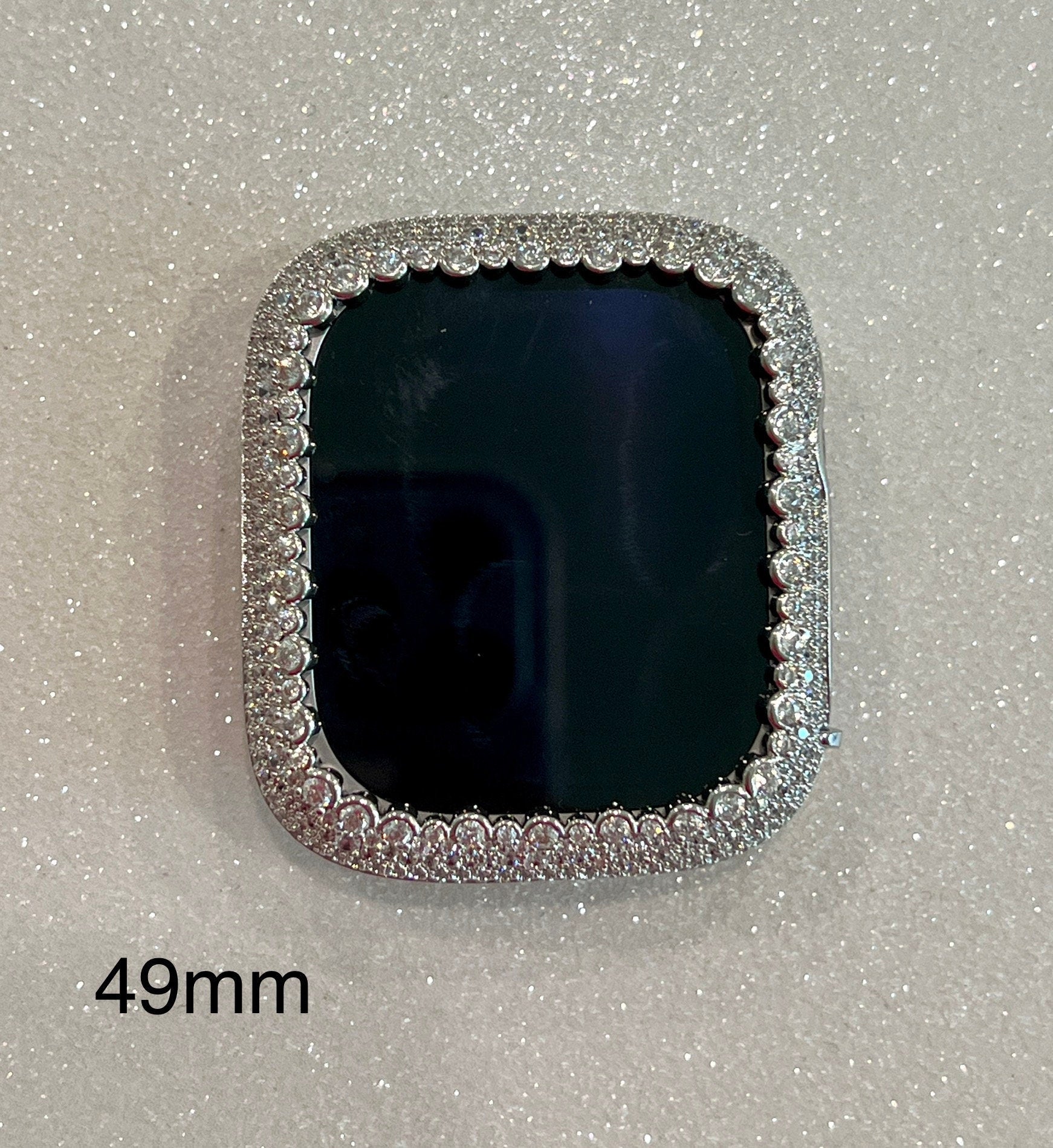 Silver Apple Watch Bezel Cover,  Bling Crystal Iwatch Case 38mm 40mm 41mm 42mm 44mm 45mm 49mm Ultra Series 1,2,3,4,5,6,7,8 SE