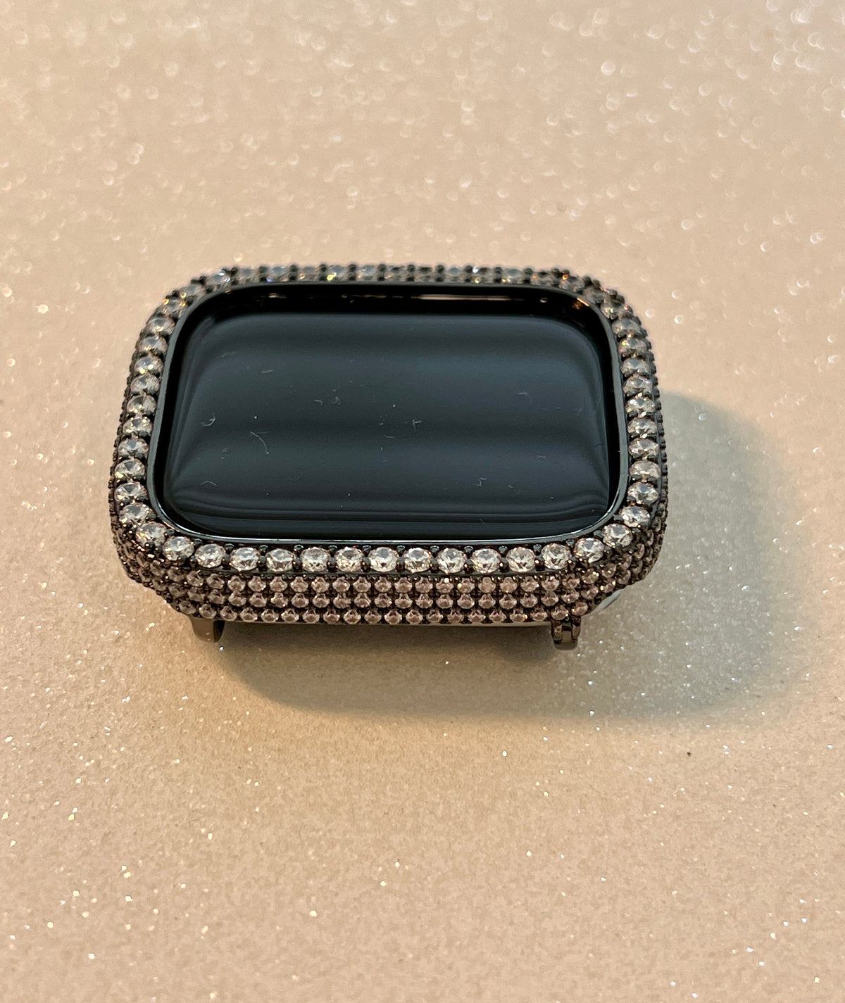 Series 10-11 Black Apple Watch Cover 42mm 46mm Lab Diamond Bezel Crystal Iphone Watch Case Protective Bumper 38mm-49mm Ultra Bling