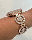Pave Rose Gold Apple Watch Band Womens Swarovski Crystal 38-49mm & or Apple Watch Cover Lab Diamond Bezel Case Iwatch Candy Bling