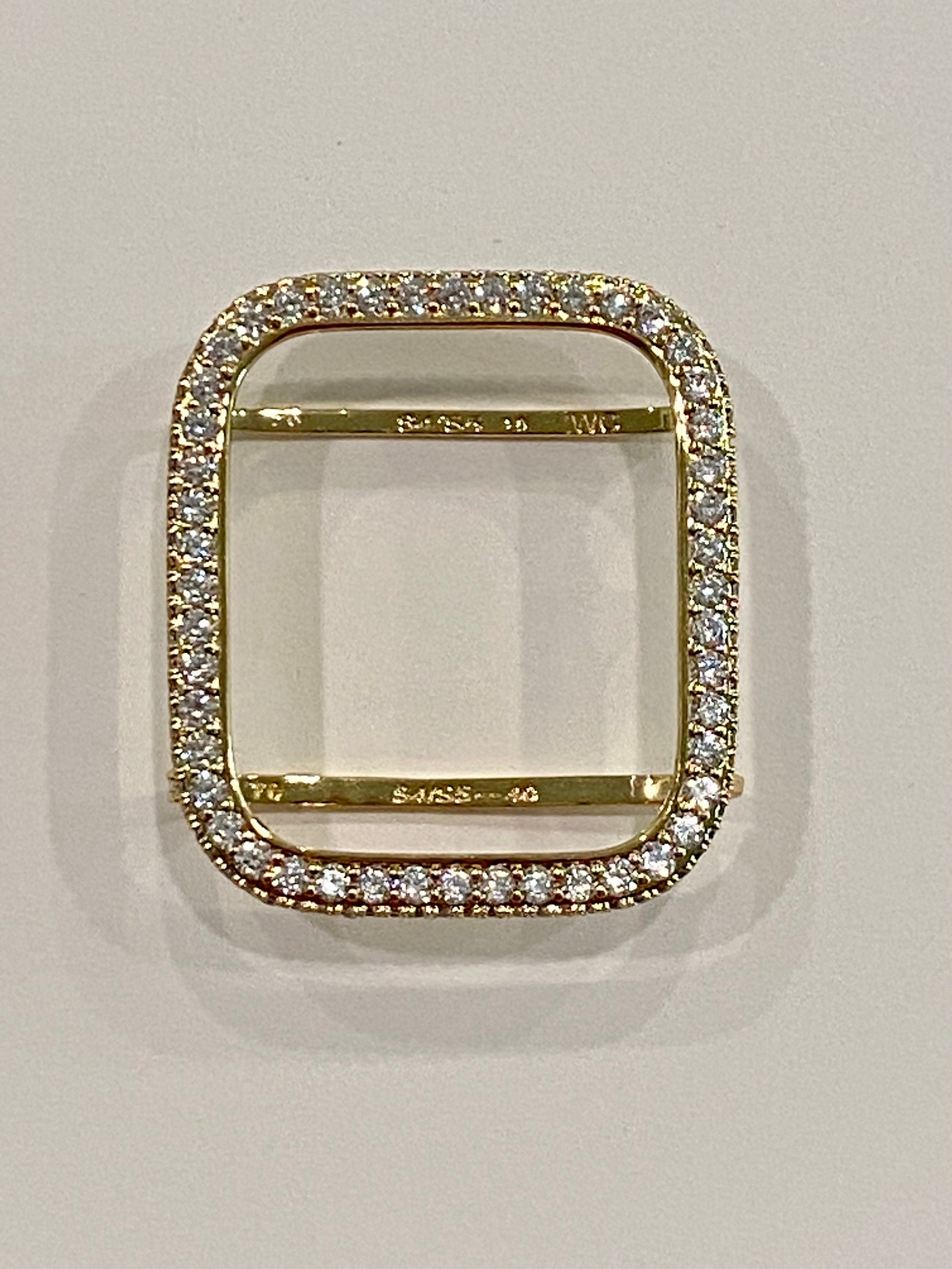 Mens Apple Watch Band Womens Gold 41mm 45mm 49mm Ultra & or Apple Watch Case Lab Diamond Bezel Iwatch Cover for Apple Watch Face 38mm-49mm