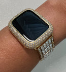 Mens Apple Watch Band Women Gold Swarovski Crystals & or Apple Watch Cover Pave Lab Diamond Bezel 38mm-49mm Ultra Iwatch Candy Bling