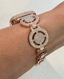 Pave Rose Gold Apple Watch Band Womens Swarovski Crystal 38-49mm & or Apple Watch Cover Lab Diamond Bezel Case Iwatch Candy Bling