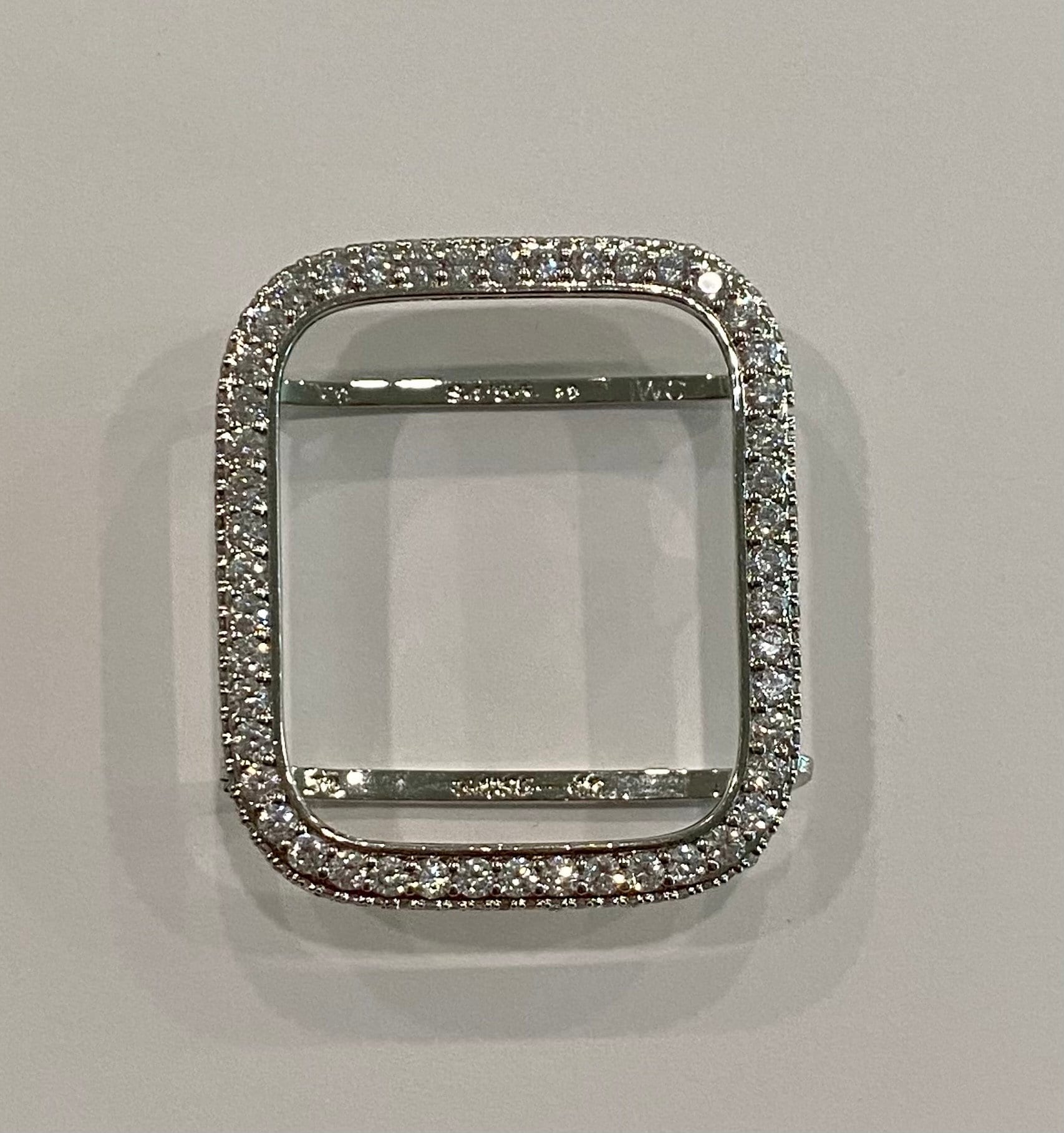Designer Silver Apple Watch Band Women Crystal Bracelet & or Apple Watch Cover Lab Diamond Bezel Case 38 40 41 42 44 45 49mm Ultra