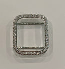 Designer Silver Apple Watch Band Women Swarovski Crystal Bracelet & or Apple Watch Cover Lab Diamond Bezel Case 38 40 41 42 44 45 49mm Ultra