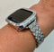 Custom Apple Watch Band Womens Silver Swarovski Crystal & or Apple Watch Cover Lab Diamond Bezel Case Iwatch Candy Bling 38-45mm