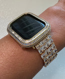 Huge Bling Apple Watch Band Woman Baguette Radiant Cut Swarovski Crystal Gold & or Apple Watch Cover Baguette Lab Diamond Bezel Iwatch Candy