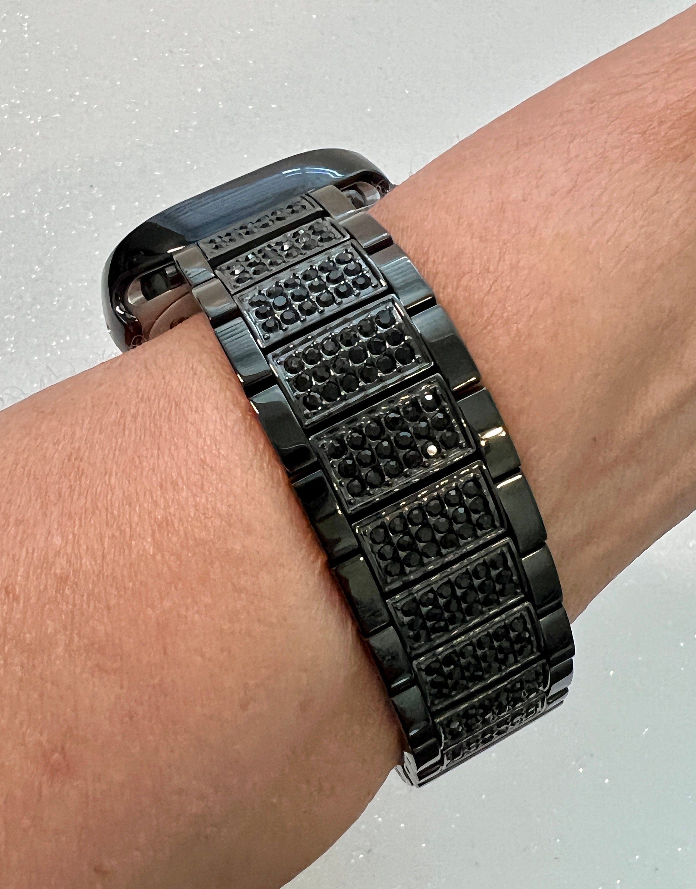 Apple Watch Band Black on Black 49mm Ultra Crystals & or Apple Watch Cover Tempered Glass Screen Protector Poly Carbonate Apple Watch Face