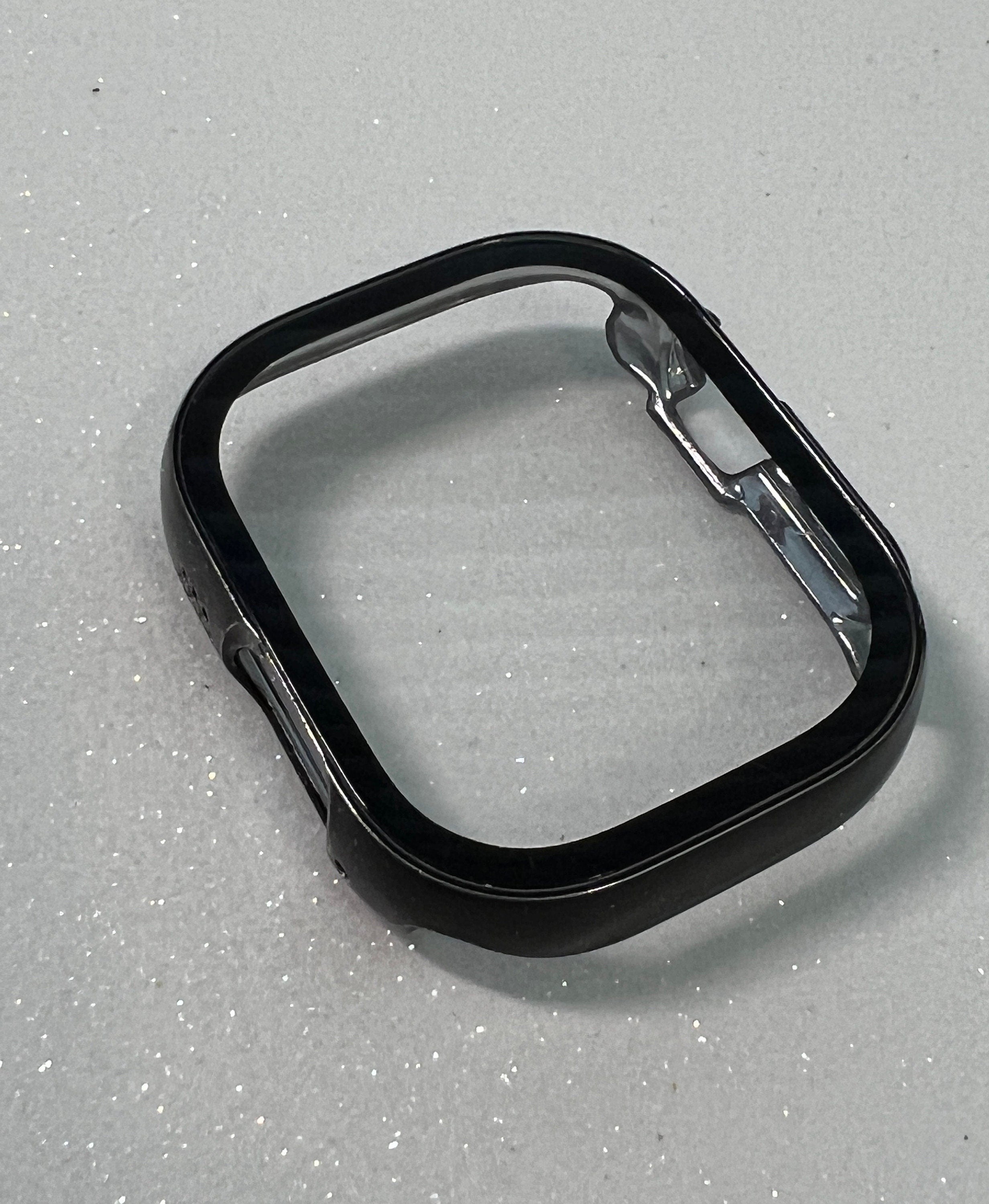 Apple Watch Band Black on Black 49mm Ultra Crystals & or Apple Watch Cover Tempered Glass Screen Protector Poly Carbonate Apple Watch Face