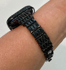 Apple Watch Band Women Designer Black Swarovski Crystals 38mm-49mm & or Apple Watch Cover Black Lab Diamond Bezel Iwatch Candy Case Bling