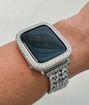 White Gold Apple Watch Band Silver Woman Swarovski Crystal Bracelet & Or Apple Watch Case Lab Diamond Bezel Cover Iwatch Candy 38mm-49mm