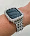 White Gold Apple Watch Band Silver Woman Swarovski Crystal Bracelet & Or Apple Watch Case Lab Diamond Bezel Cover Iwatch Candy 38mm-49mm