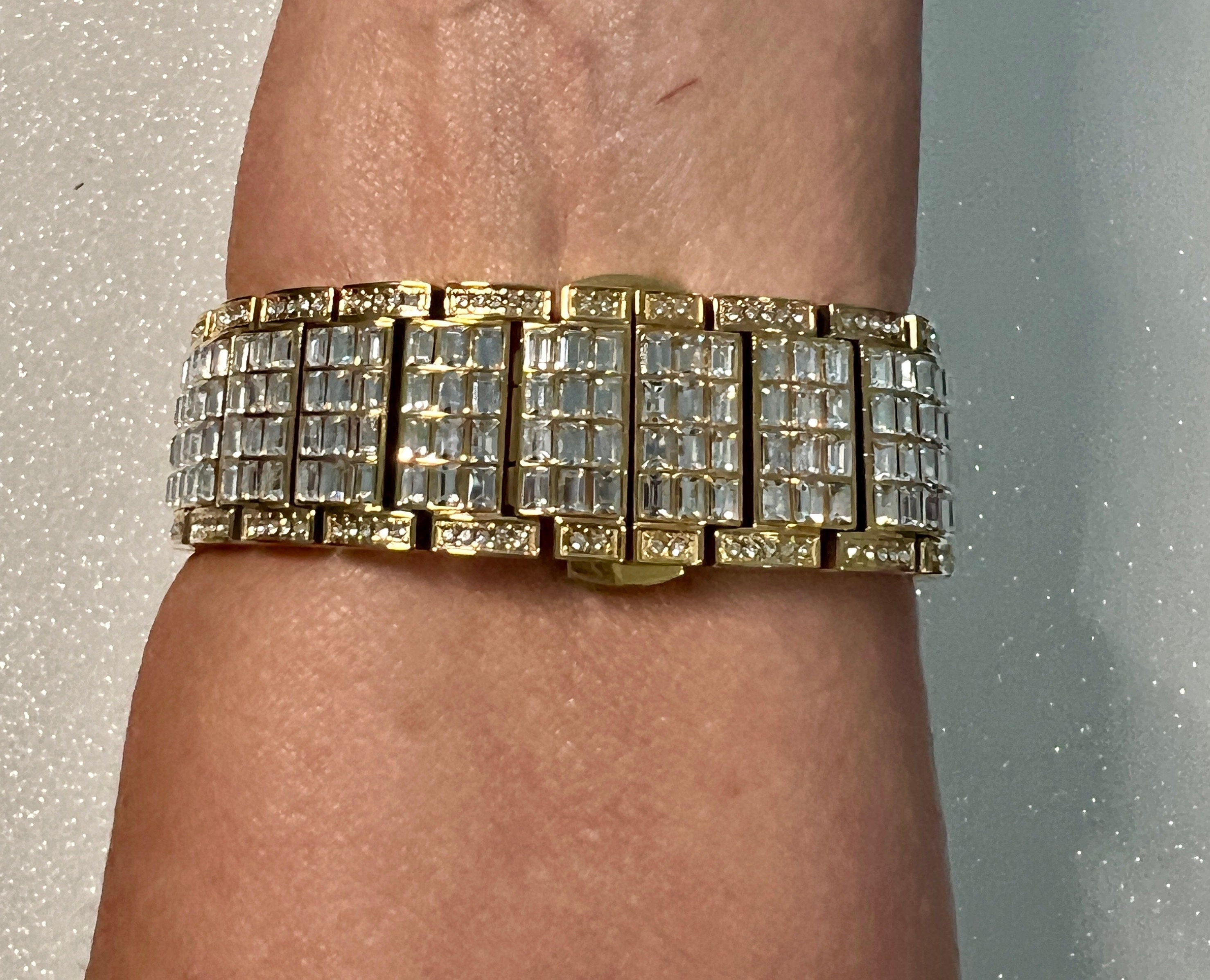 Statement Apple Watch Band Gold 49mm Ultra Baguette Crystals & or Apple Watch Case Lab Diamond Bezel Apple Watch Cover 38mm-45mm