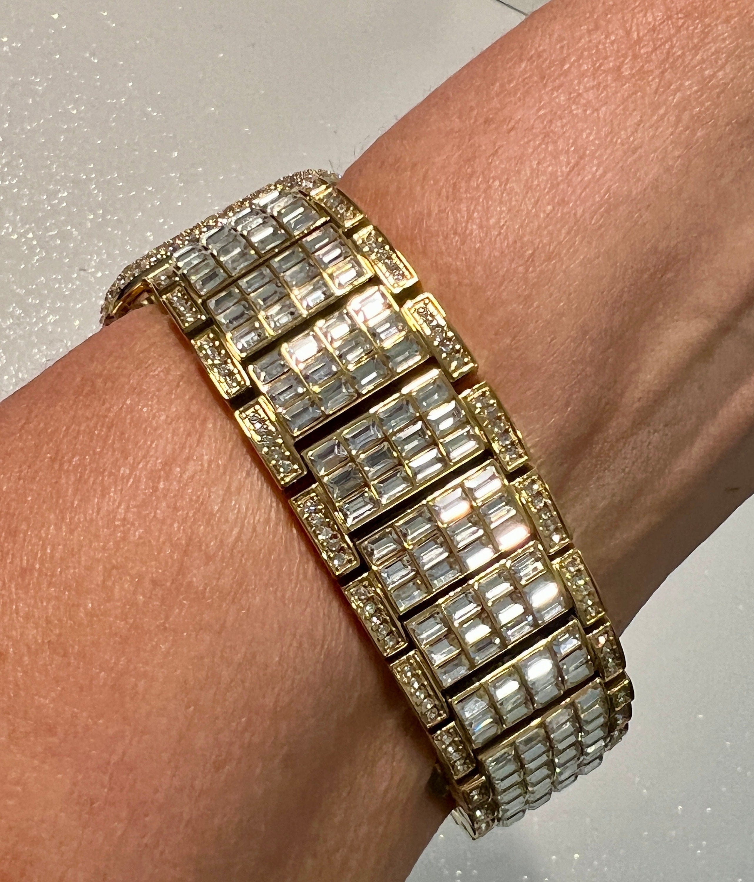 Designer Gold Apple Watch Band 49mm Ultra Mens Crystal & or Apple Watch Case Lab Diamond Bezel Apple Watch Cover 38mm-45mm