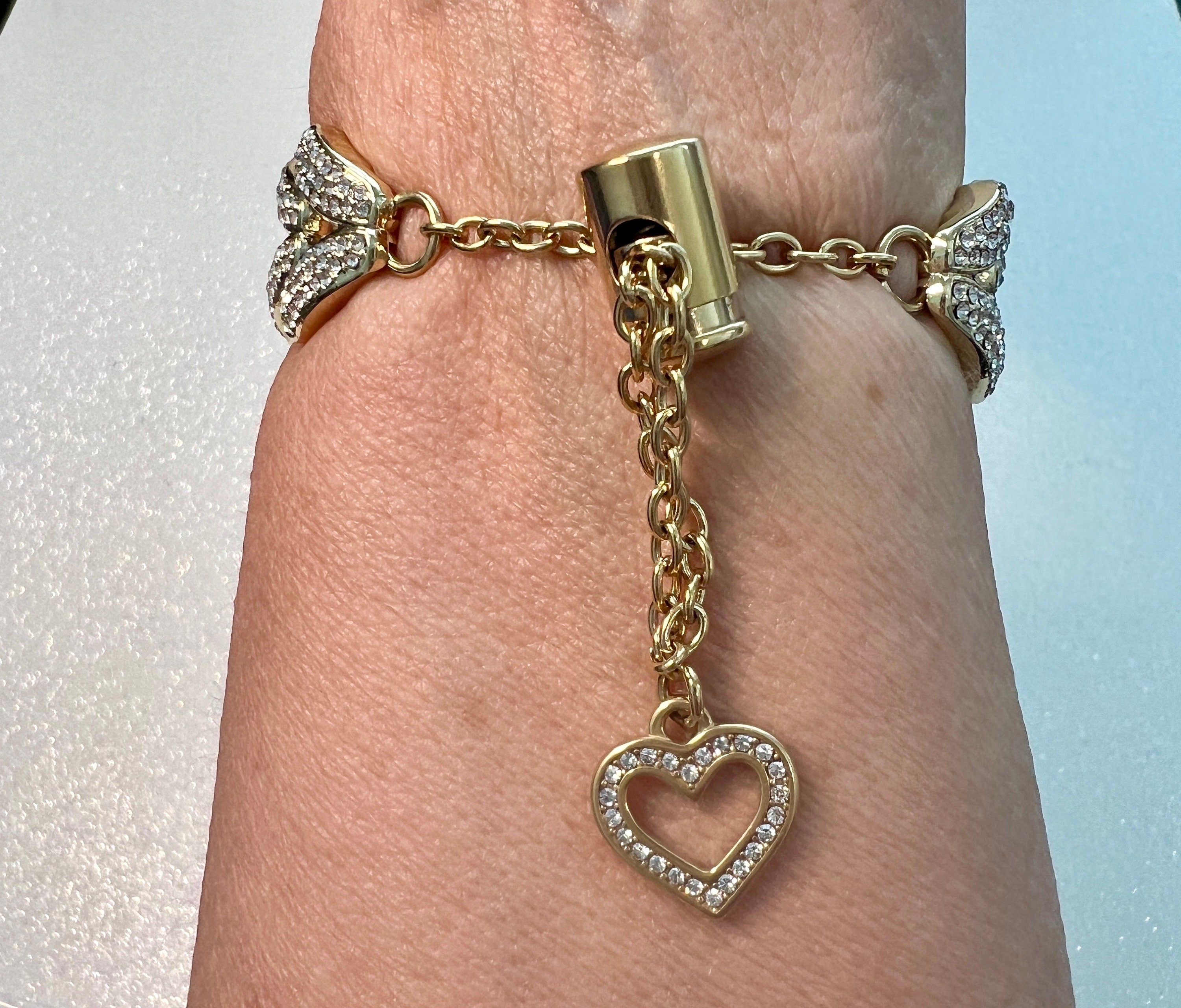 Designer Apple Watch Band Woman Gold Crystal Heart Charm & or Apple Watch Case Lab Diamond Bezel 38mm-49mm Apple Watch Cover