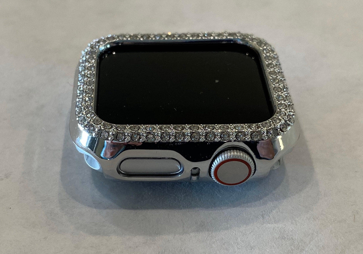 Series 10 Apple Watch Cover 42mm 46mm Silver Swarovski Crystals Apple Watch Case 38mm-49mm Iphone Watch Cover Protective Bumper Bling