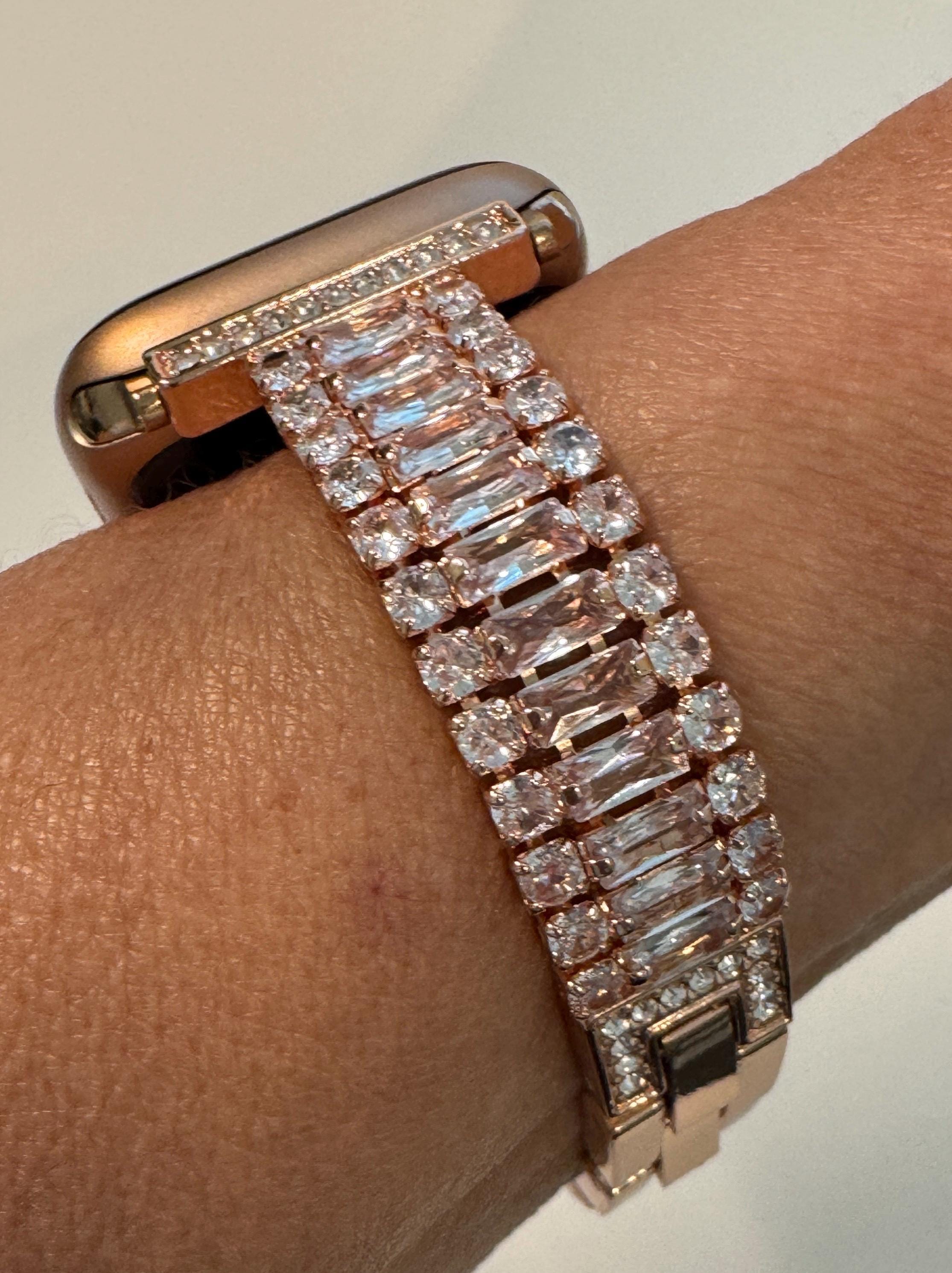 Apple Watch Band Series 10 42mm 46mm Rose Gold Swarovski Crystals - Iwatch Band Straps 44mm 45mm 49mm Ultra - Apple Watch Bracelet Bling