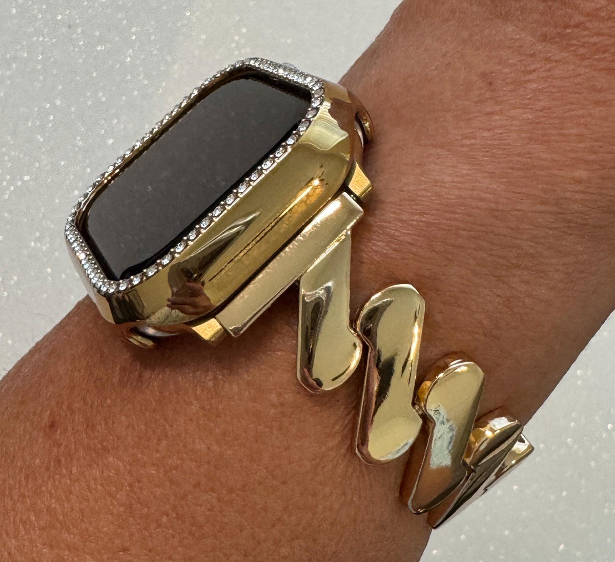 Apple Watch Band Series 10 42mm 46mm Yellow Gold Swarovski Crystals - Iwatch Band Straps 44mm 45mm 49mm Ultra - Apple Watch Bracelet Bling