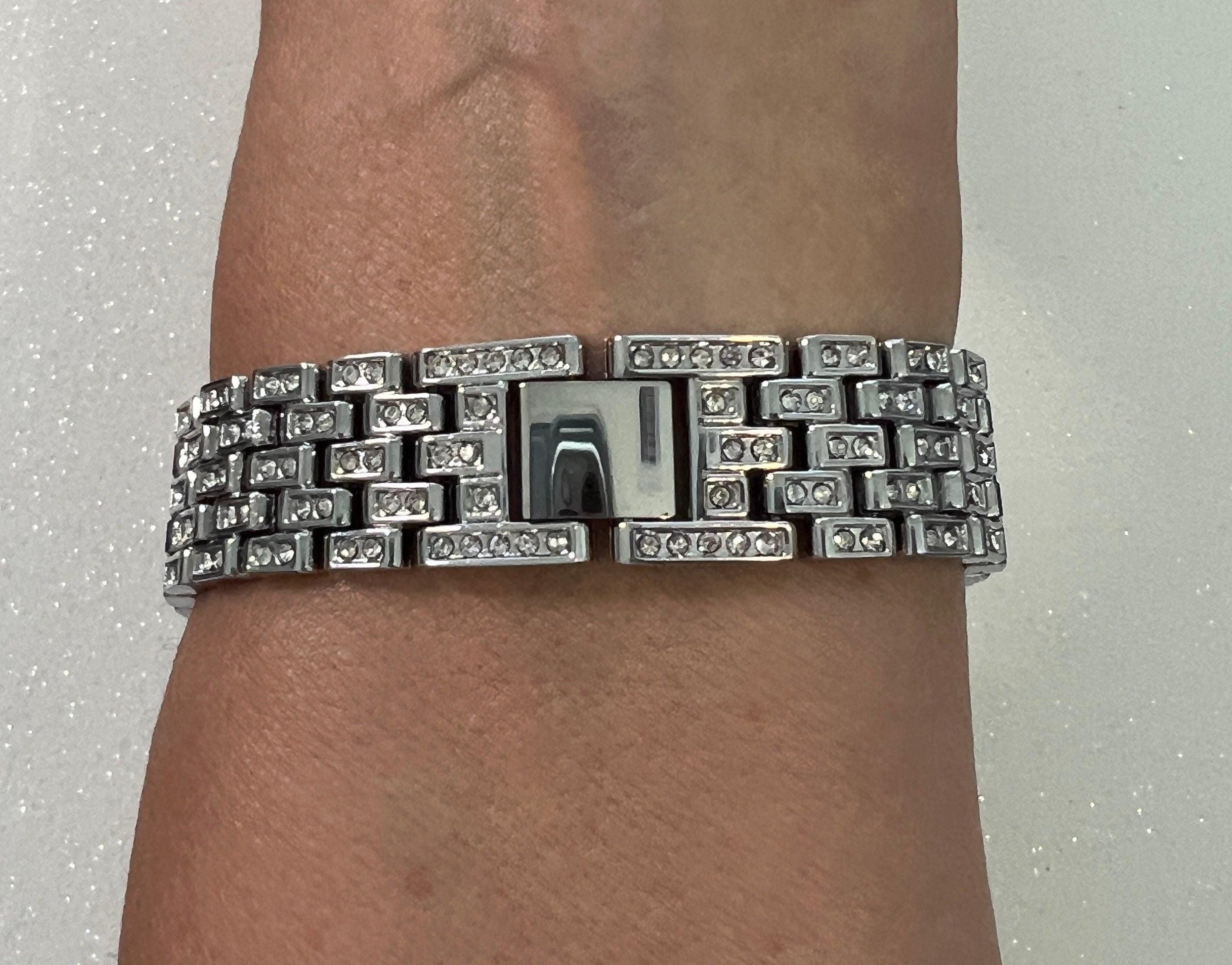 Designer Apple Watch Band Women 38 40 41 42 44 45 49mm Silver Swarovski Crystal & or Apple Watch Case Lab Diamond Bezel Apple Watch Cover