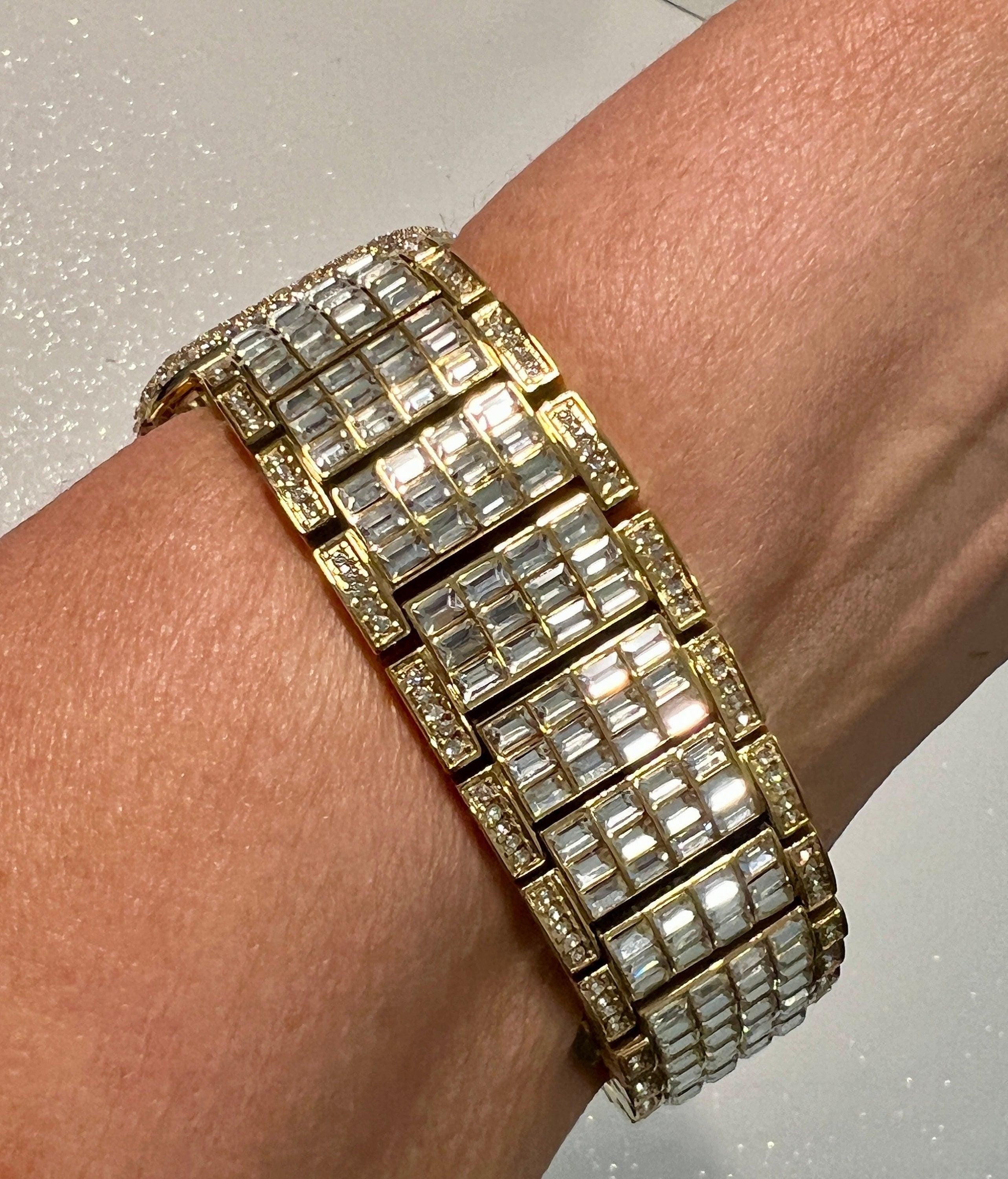 Statement Apple Watch Band Gold 49mm Ultra Baguette Crystals & or Apple Watch Case Lab Diamond Bezel Apple Watch Cover 38mm-45mm