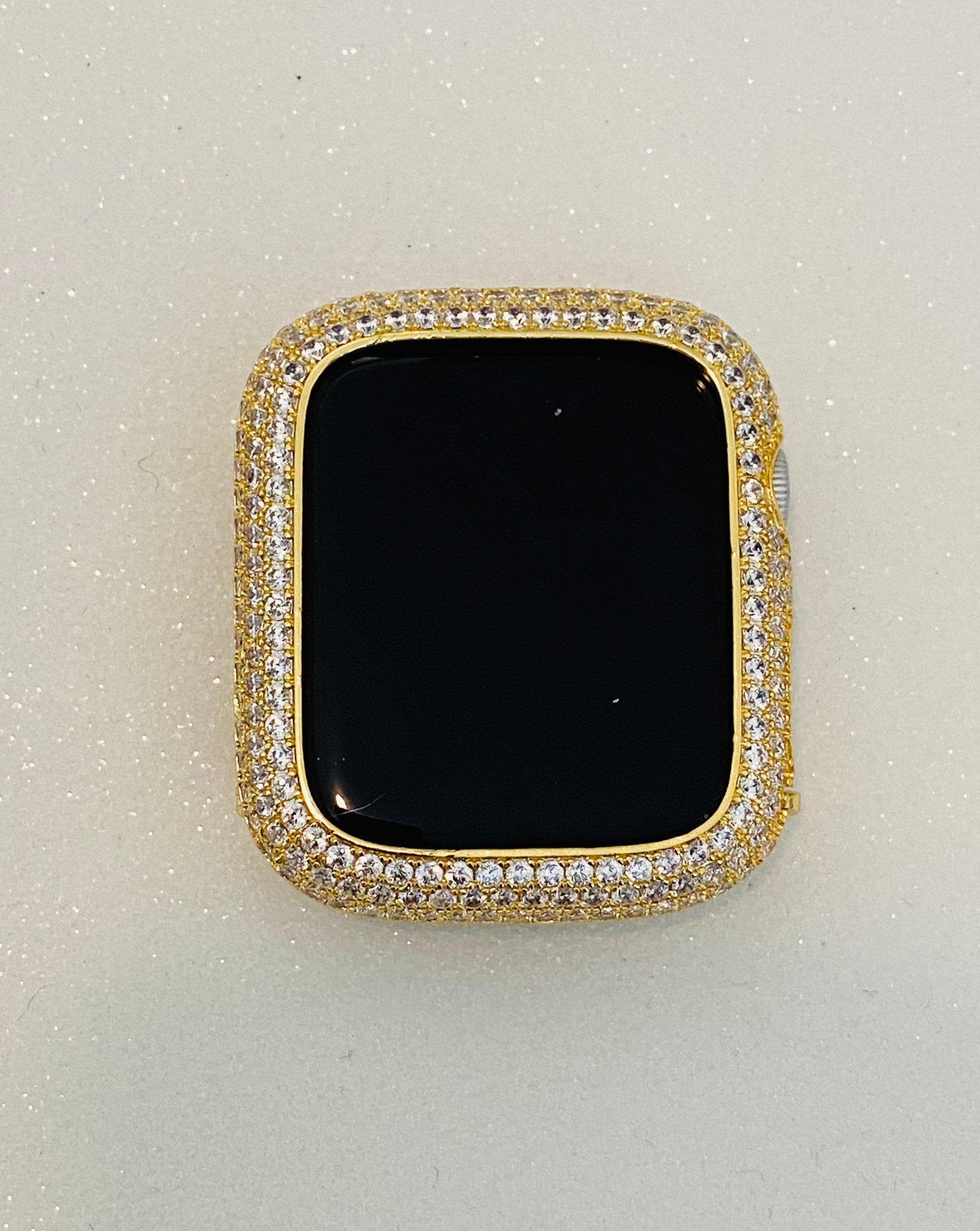 Statement Apple Watch Band Gold 49mm Ultra Baguette Crystals & or Apple Watch Case Lab Diamond Bezel Apple Watch Cover 38mm-45mm