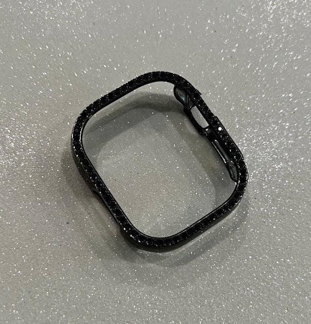 Ultra Black Apple Watch Band 49mm Stainless Steel & or Black Apple Watch Case Crystal Bezel Apple Watch Cover Iwatch Candy Bling