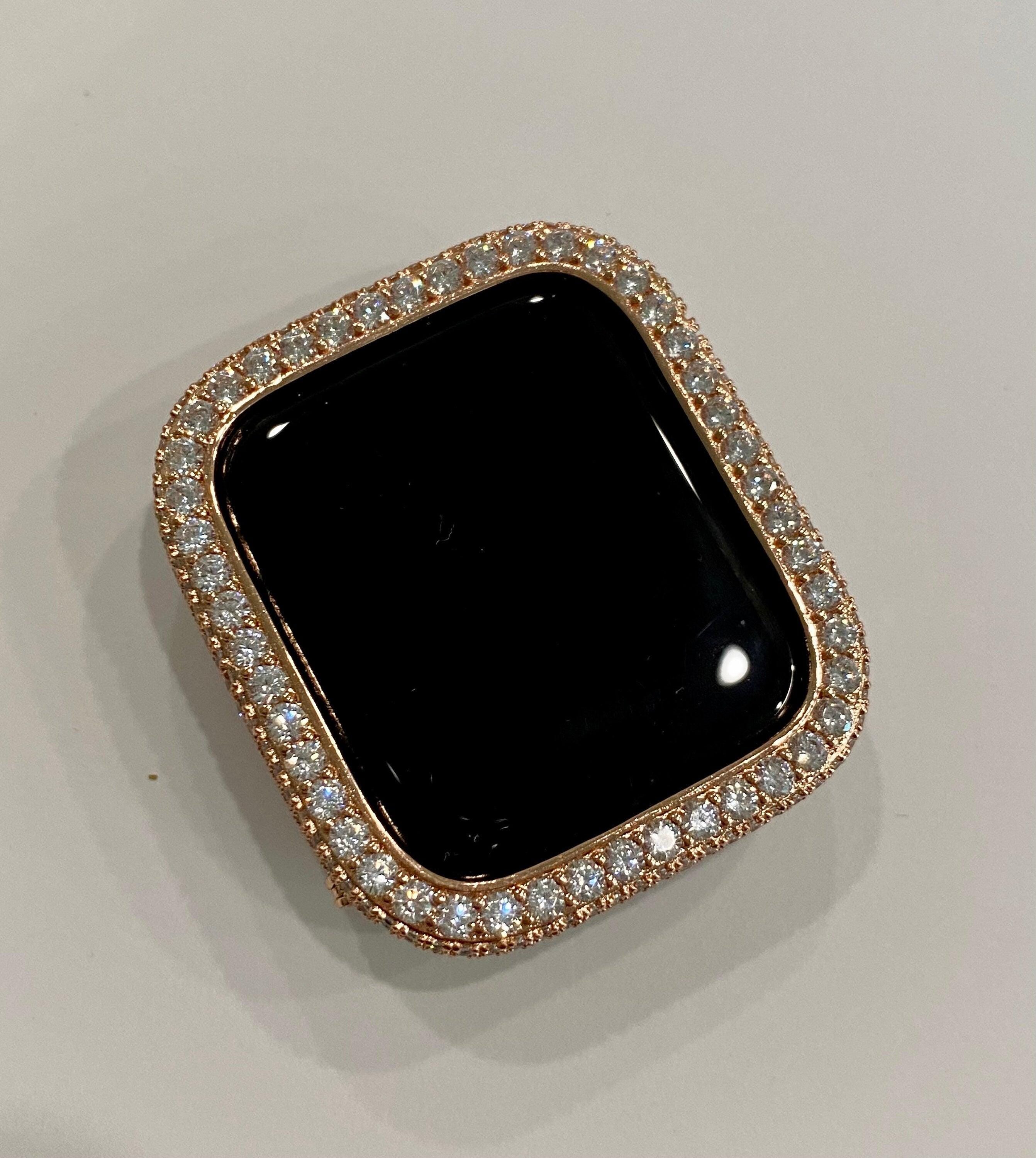 Bold Statement Apple Watch Band Womens Rose Gold Swarovski Crystals & or Apple Watch Case, Lab Diamond Bezel, Bling Apple Watch Cover