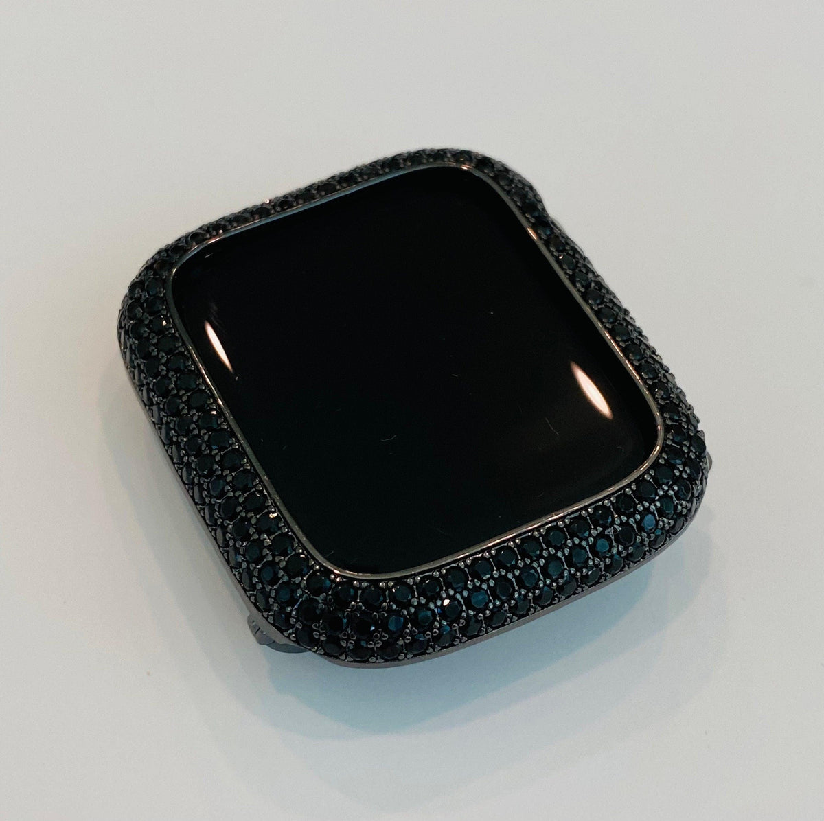 Apple Watch Band Women Designer Black Swarovski Crystals 38mm-49mm & or Apple Watch Cover Black Lab Diamond Bezel Iwatch Candy Case Bling
