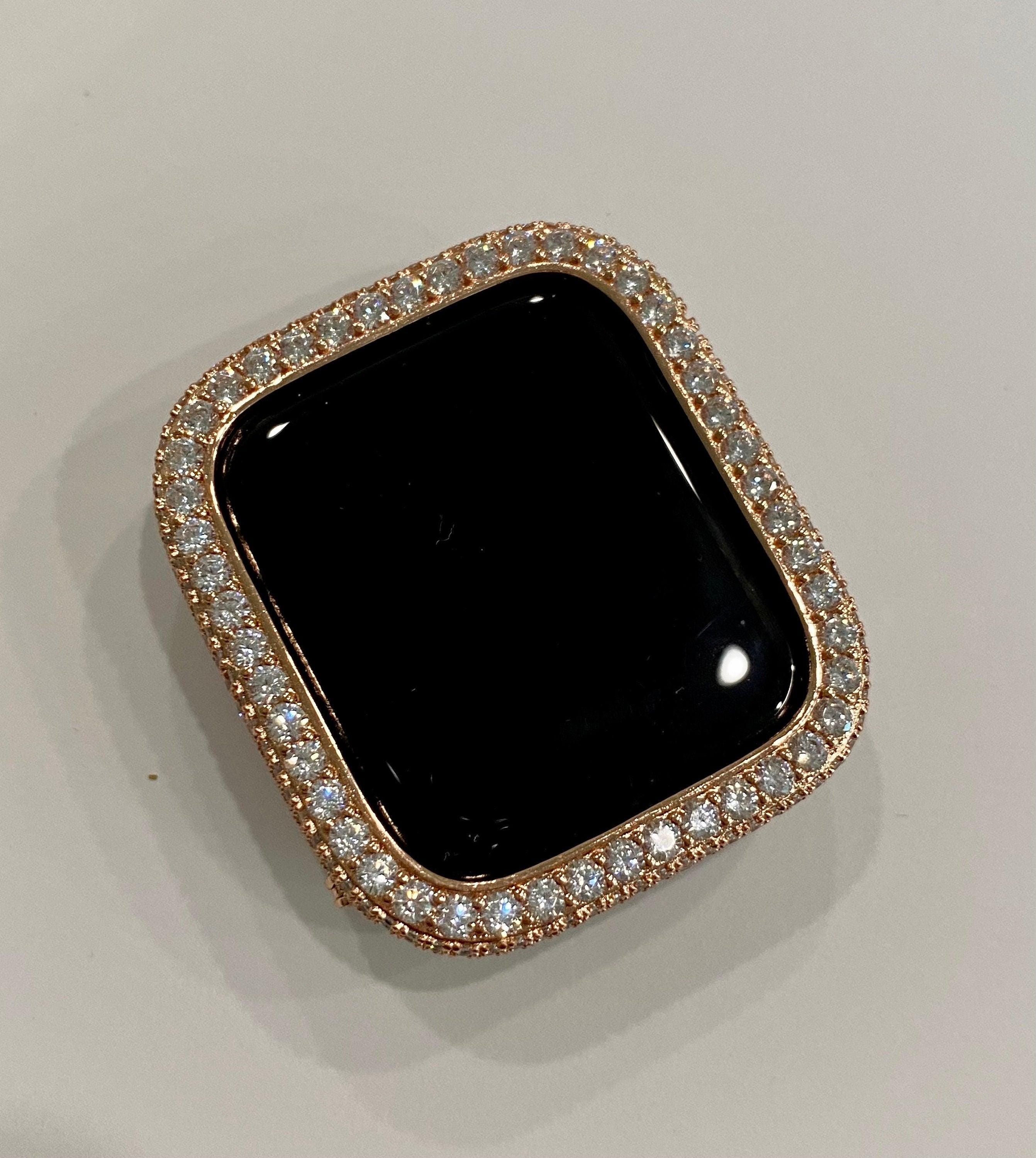 Rose Gold Apple Watch Band Women Crystals & or Apple Watch Case Lab Diamond Bumper Cover 38mm-49mm Iwatch Candy Bling