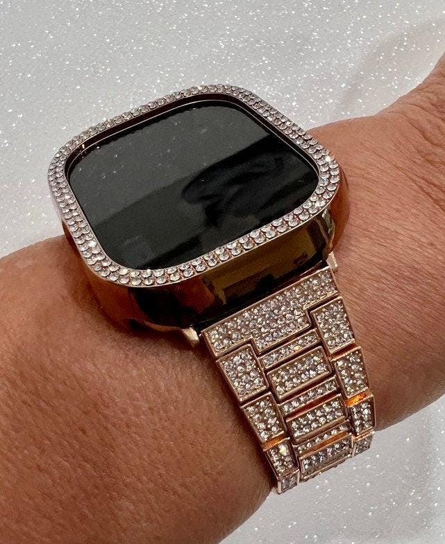 49mm Ultra Apple Watch Band Rose Gold Pave Crystal Band 41mm 45mm & or Crystal Iphone Cover, Apple Watch Case Bling