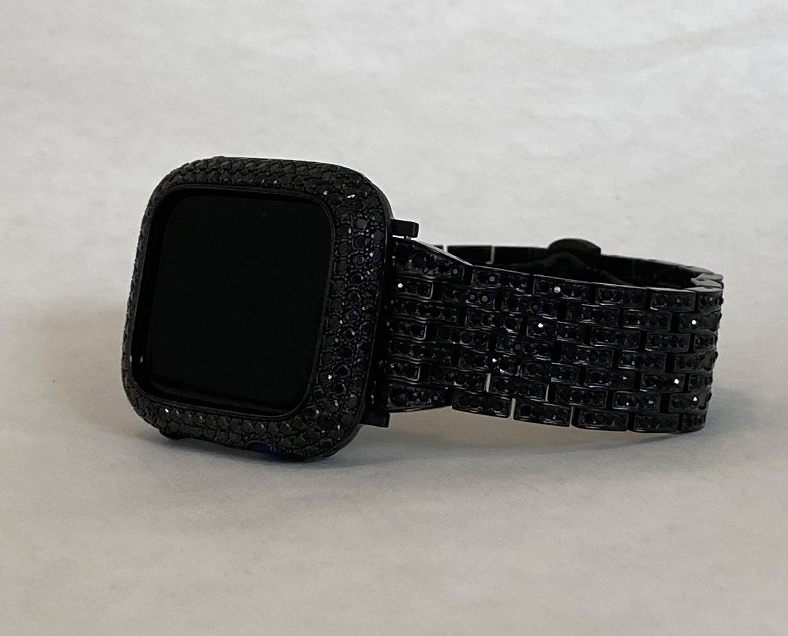 Apple Watch Band Black on Black Swarovski Crystals & or Apple Watch Case Lab Diamond Bezel 38mm-49mm Ultra Apple Watch Cover Iwatch Candy