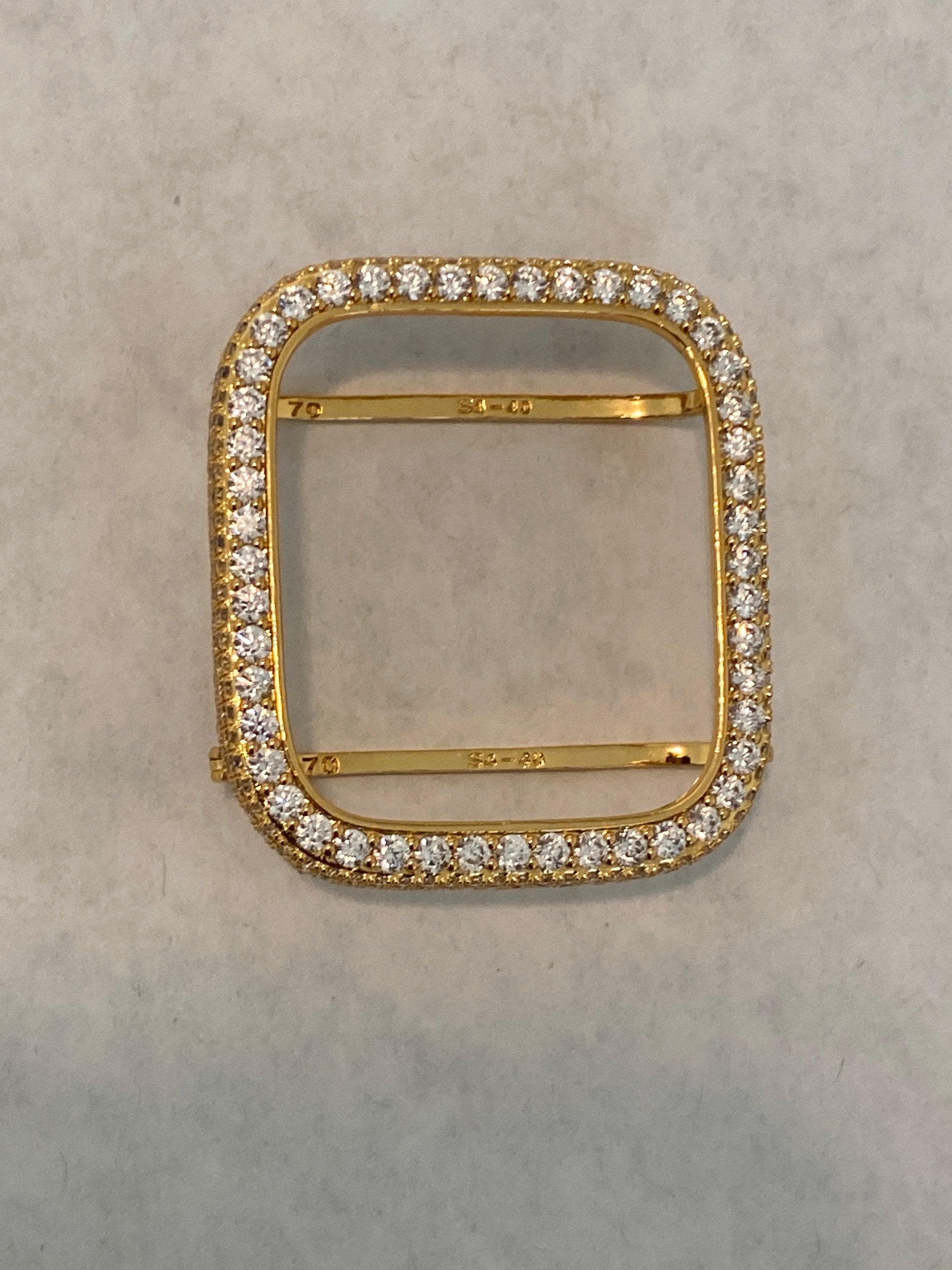 Luxury Apple Watch Band Womens Yellow Gold Swarovski Crystals & or Apple Watch Case for Iphone Watch Lab Diamond Cover 38-49mm Iwatch Candy