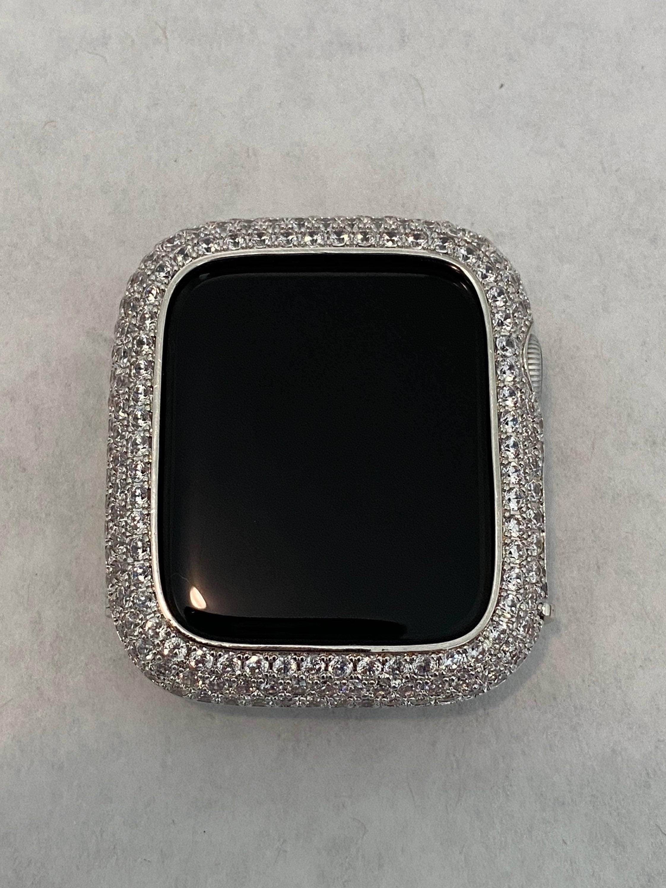 Apple Watch Band 41mm 45mm 49mm Ultra Series 7,8 Women&#39;s Silver & or Smartwatch Lab Diamond Cover Bumper Iwatch Bling 38mm 42mm 44mm