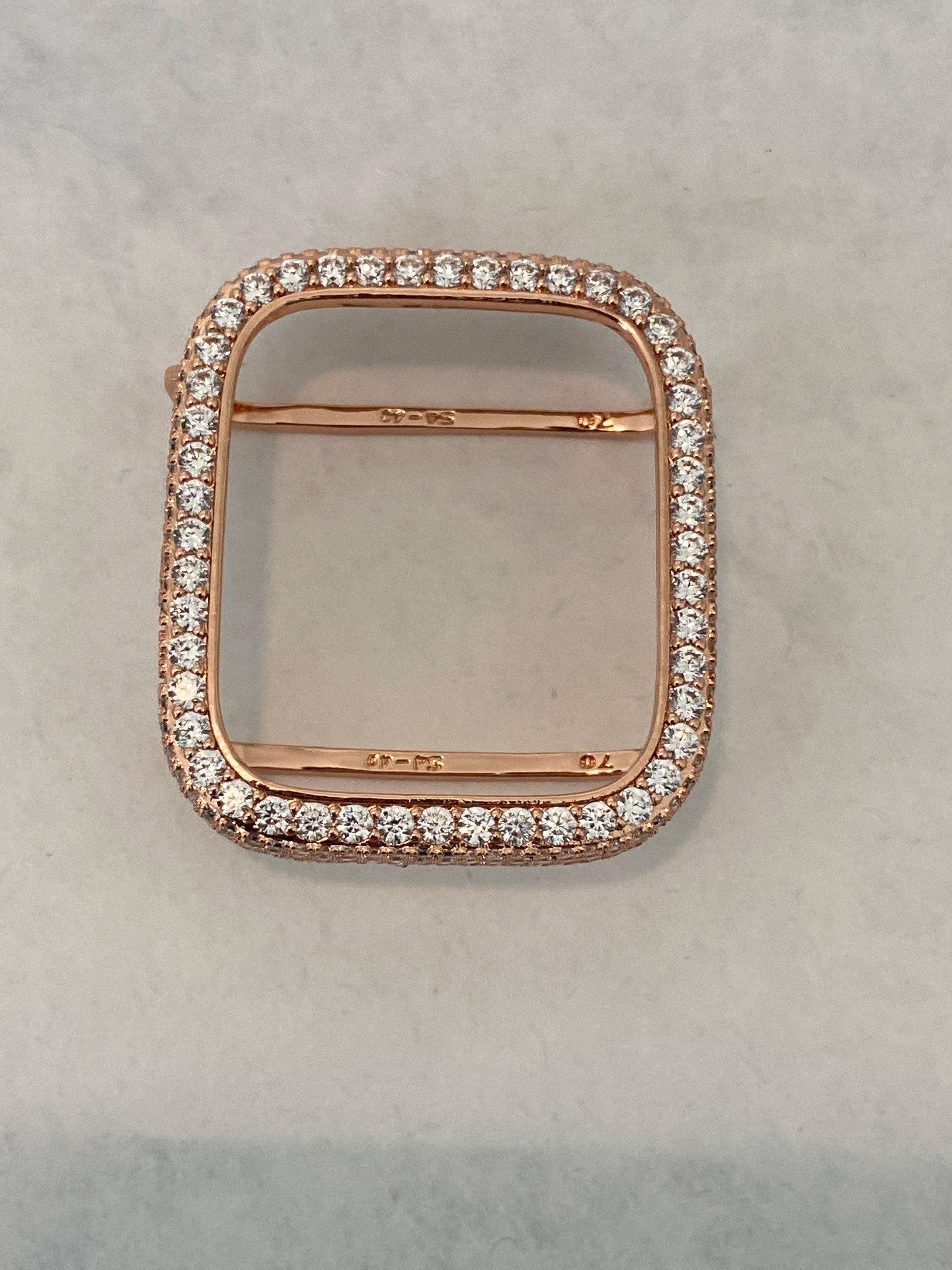 Rose Gold Apple Watch Band Stainless Steel & or Apple Watch Cover Lab Diamond Bezel Apple Watch Face Bumper Bling 38mm-49mm Series 2-9