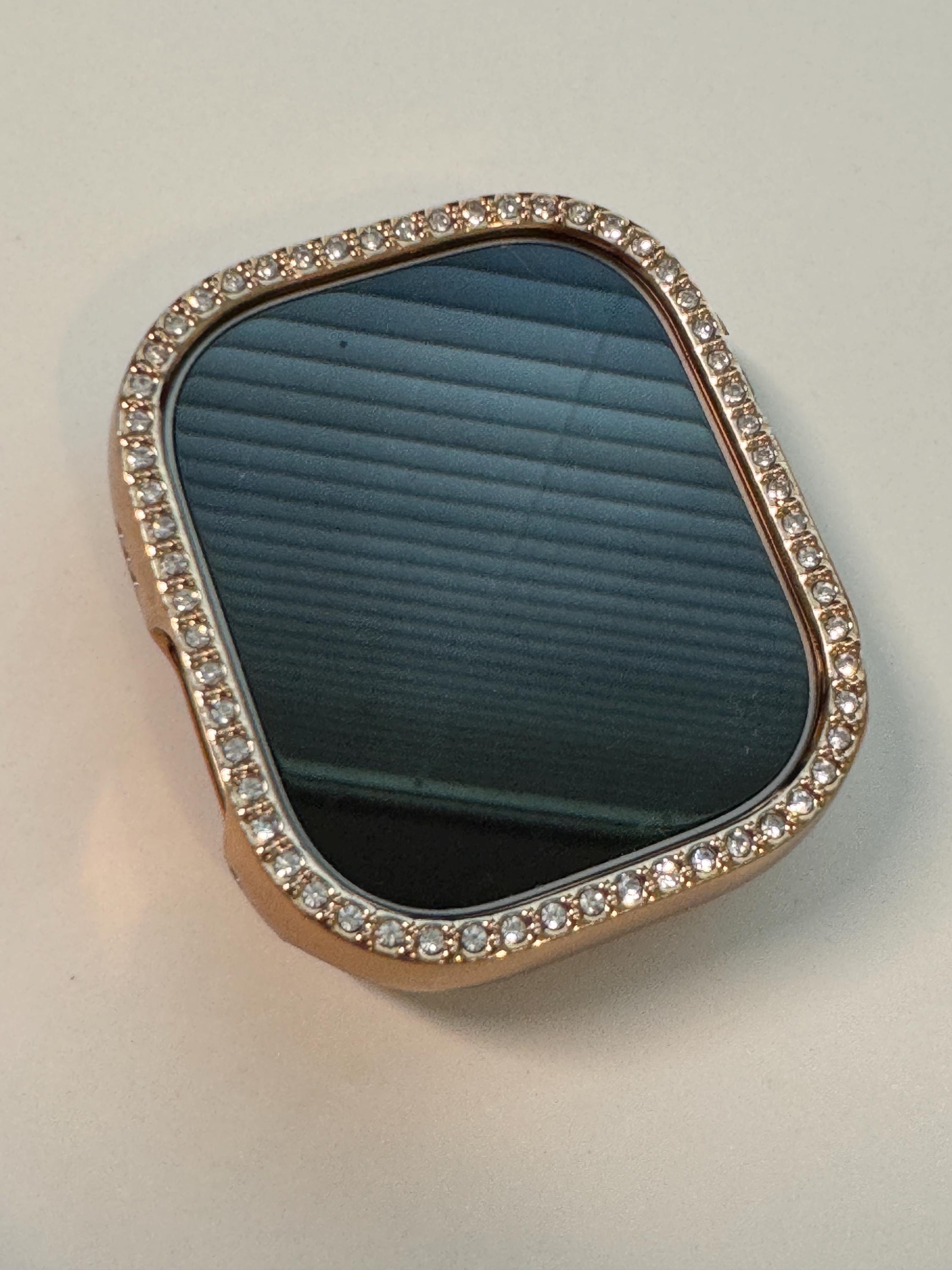 Series 10 Apple Watch Band Women Rose Gold Swarovski Crystals & or Apple Watch Case for Iphone Watch Protective Iwatch Cover Bling 38-49mm