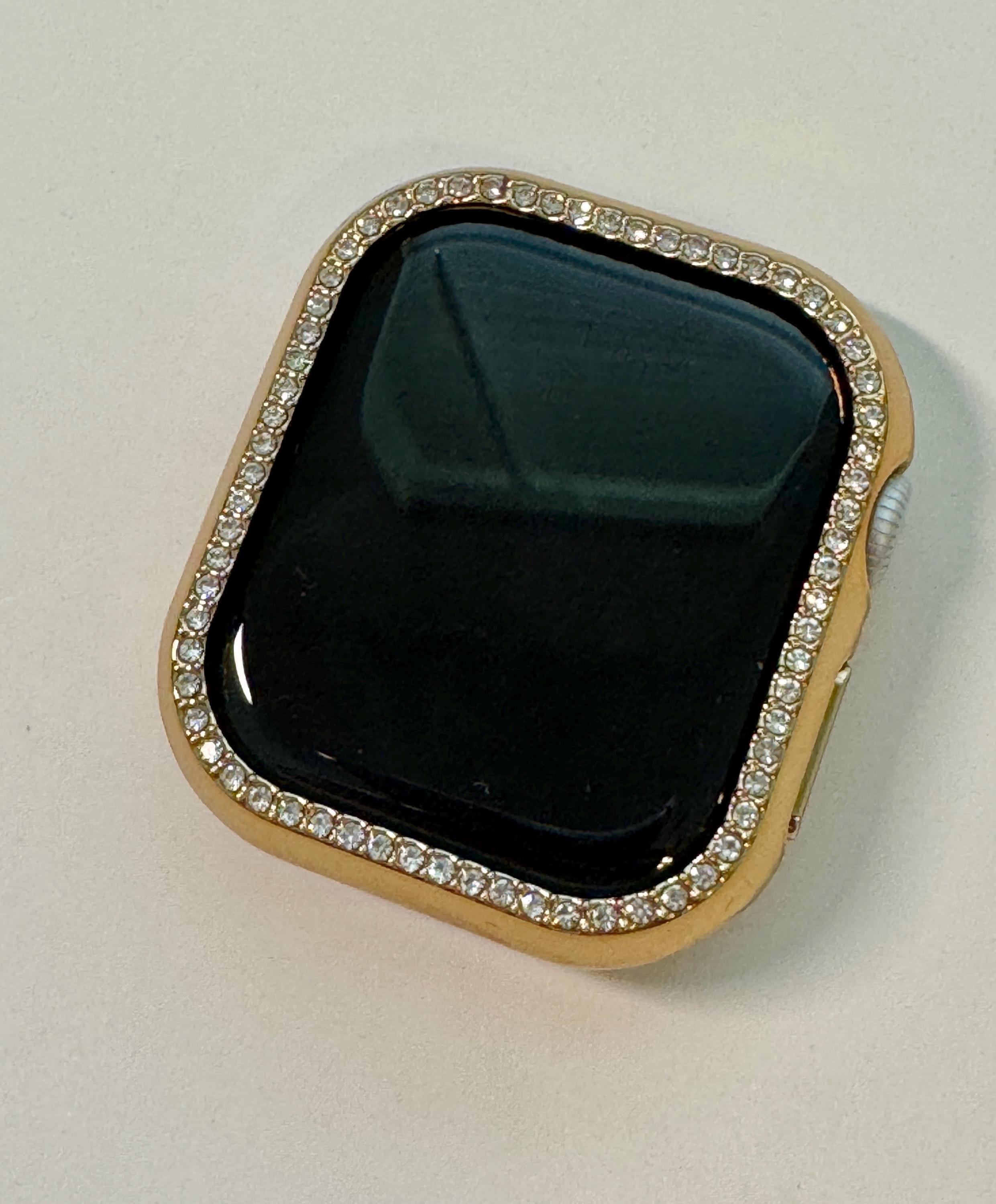 Series 10 Apple Watch Case 42mm 46mm Gold Swarovski Crystals Apple Watch Cover 41mm 45mm 49mm Ultra Iphone Watch Protective Bumper Bling