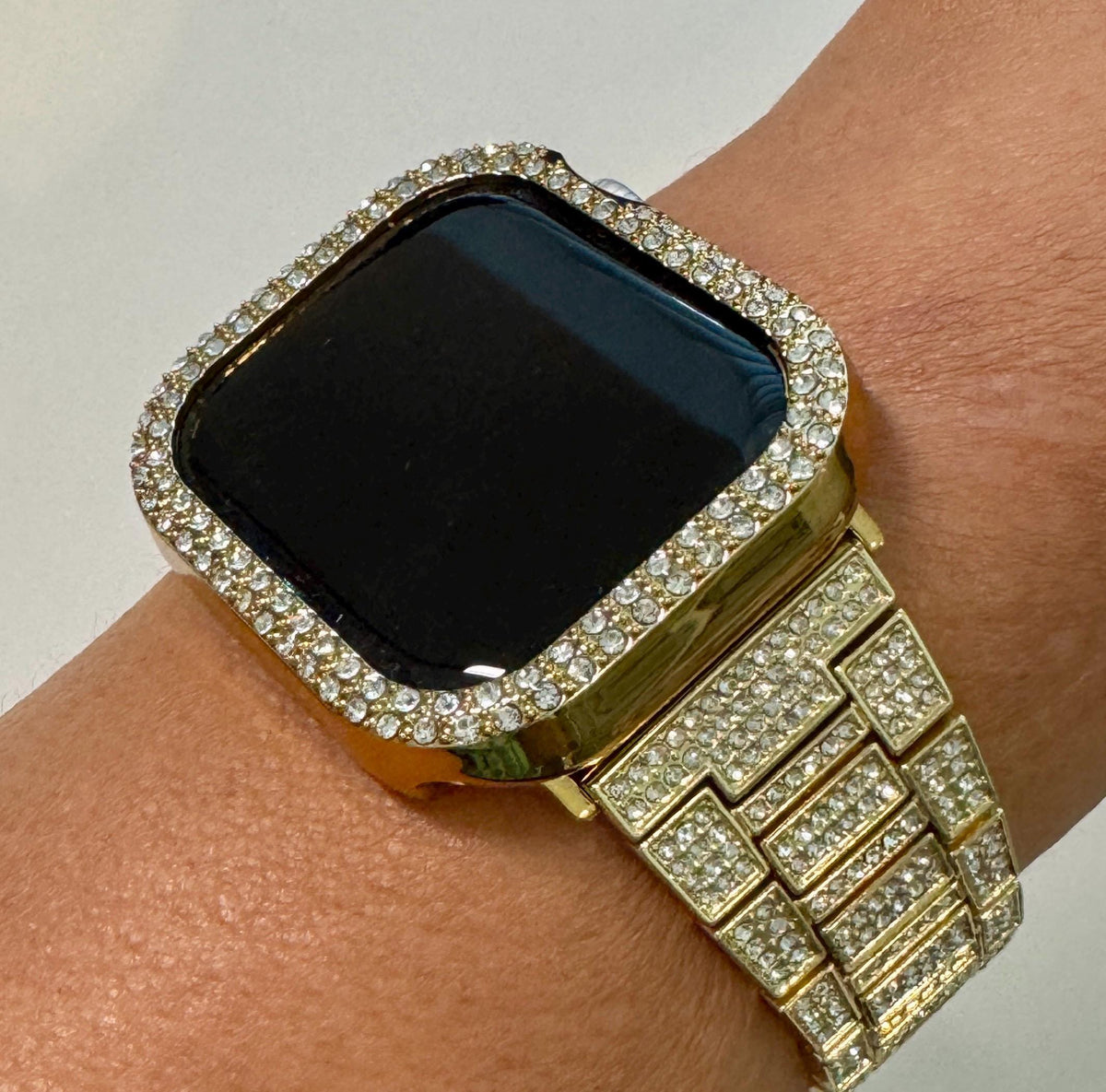 Series 10 Apple Watch Band Gold Swarovski Crystal & or Apple Watch Case Rhinestone Protective Apple Watch Face Iphone Watch 38-49mm Iwatch